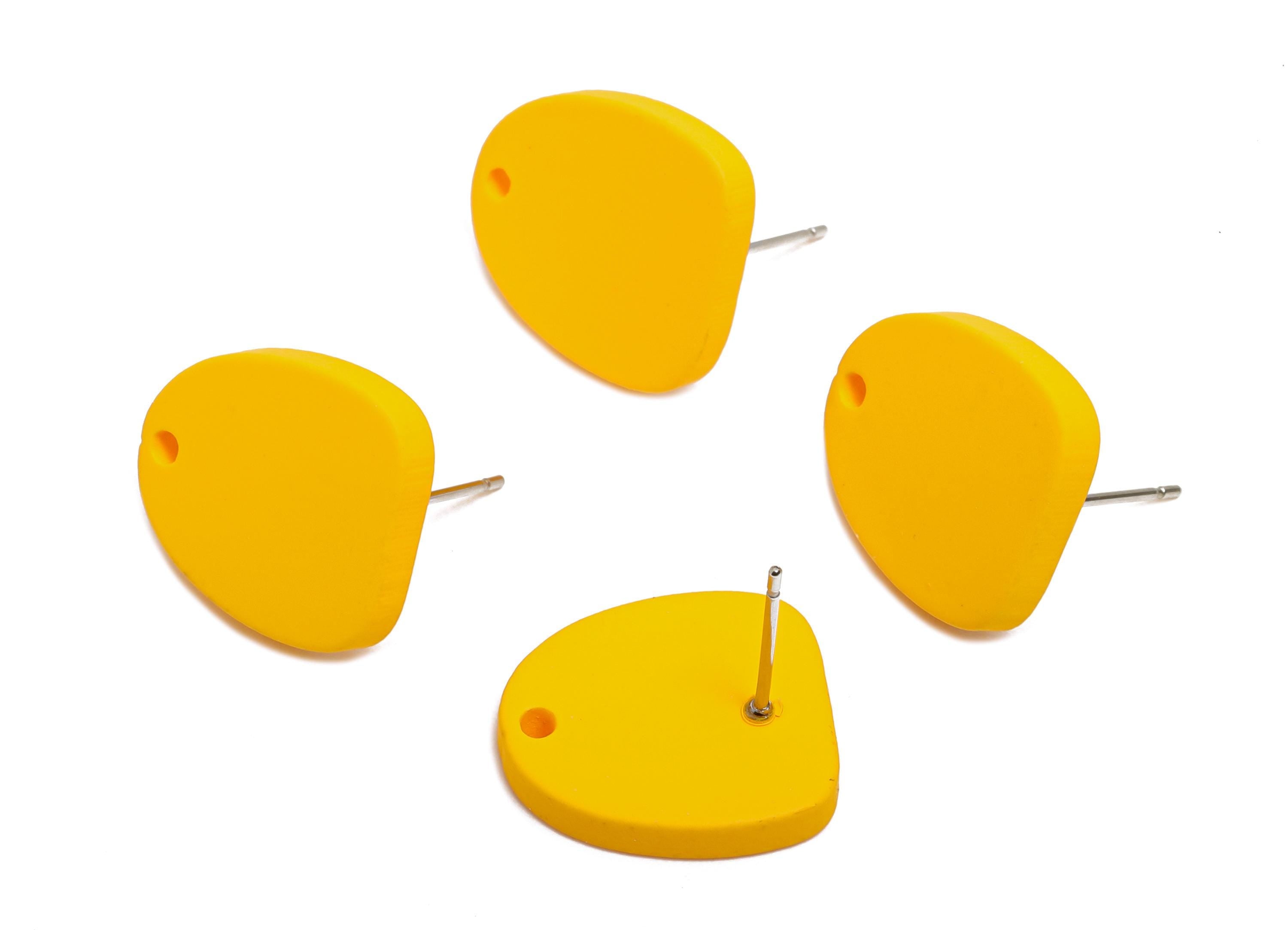 Acrylic Yellow Earrings Connector - Modern Matte Geometric Earring Base - Craft Making Earring - Color Code: A1057 - 16x14x2mm- AC3652-A1057 - DOMEDBAZAAR