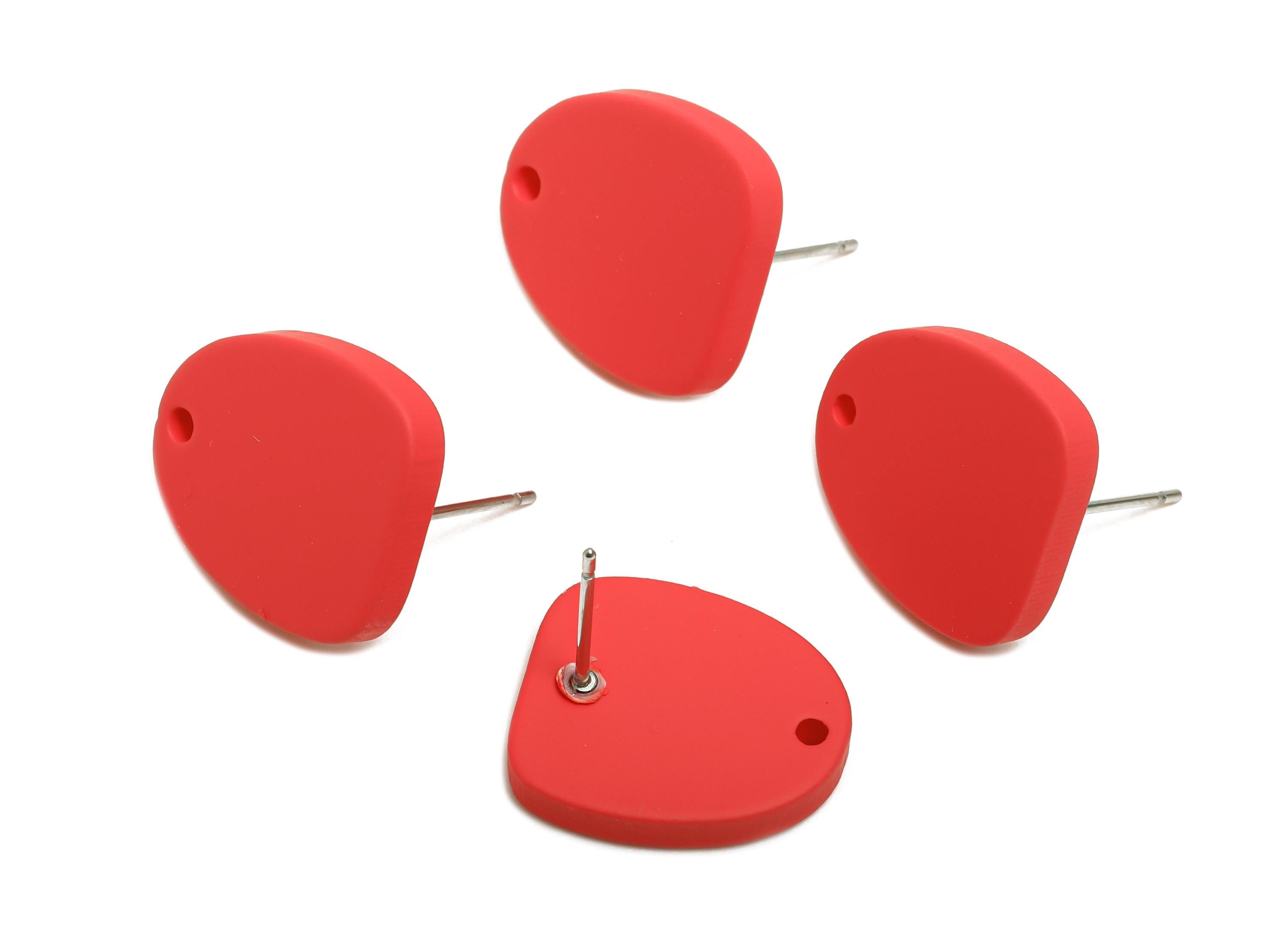 Acrylic Red Earrings Connector - Modern Matte Geometric Earring Base - Craft Making Earring - Color Code: A1055 - 16x14x2mm - AC3652-A1055 - DOMEDBAZAAR