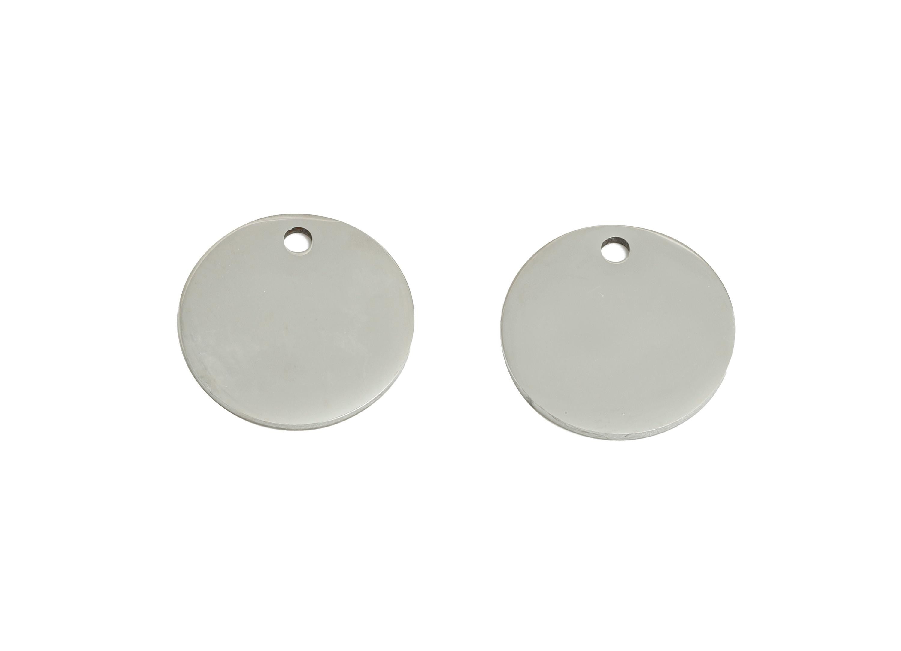 Stainless Steel Blank Pendant - Polished Circle Steel Charm - Minimalist Metal DIY Jewelry Supply - Flat Round Jewelry - 14x14x0.9mm -SS2773 - DOMEDBAZAAR