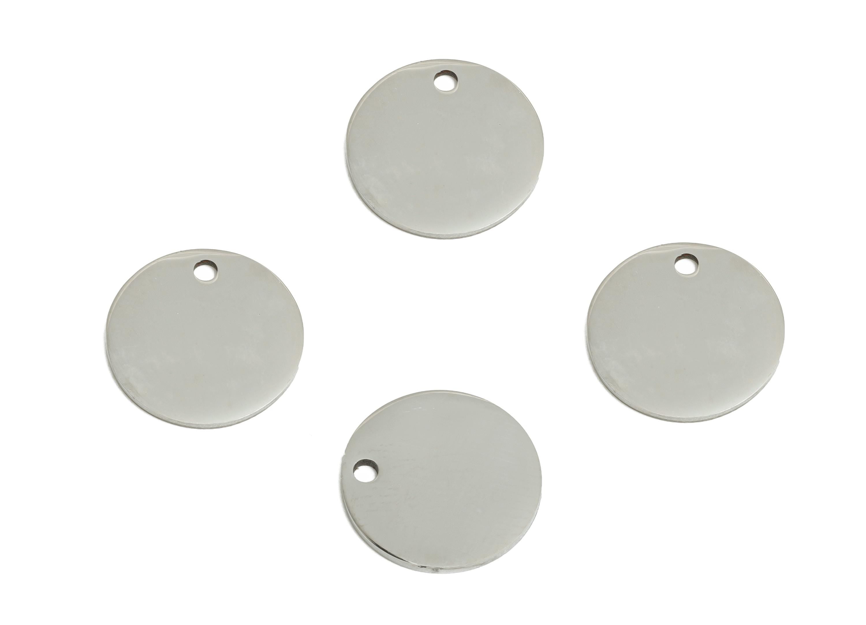 Stainless Steel Blank Pendant - Polished Circle Steel Charm - Minimalist Metal DIY Jewelry Supply - Flat Round Jewelry - 14x14x0.9mm -SS2773 - DOMEDBAZAAR