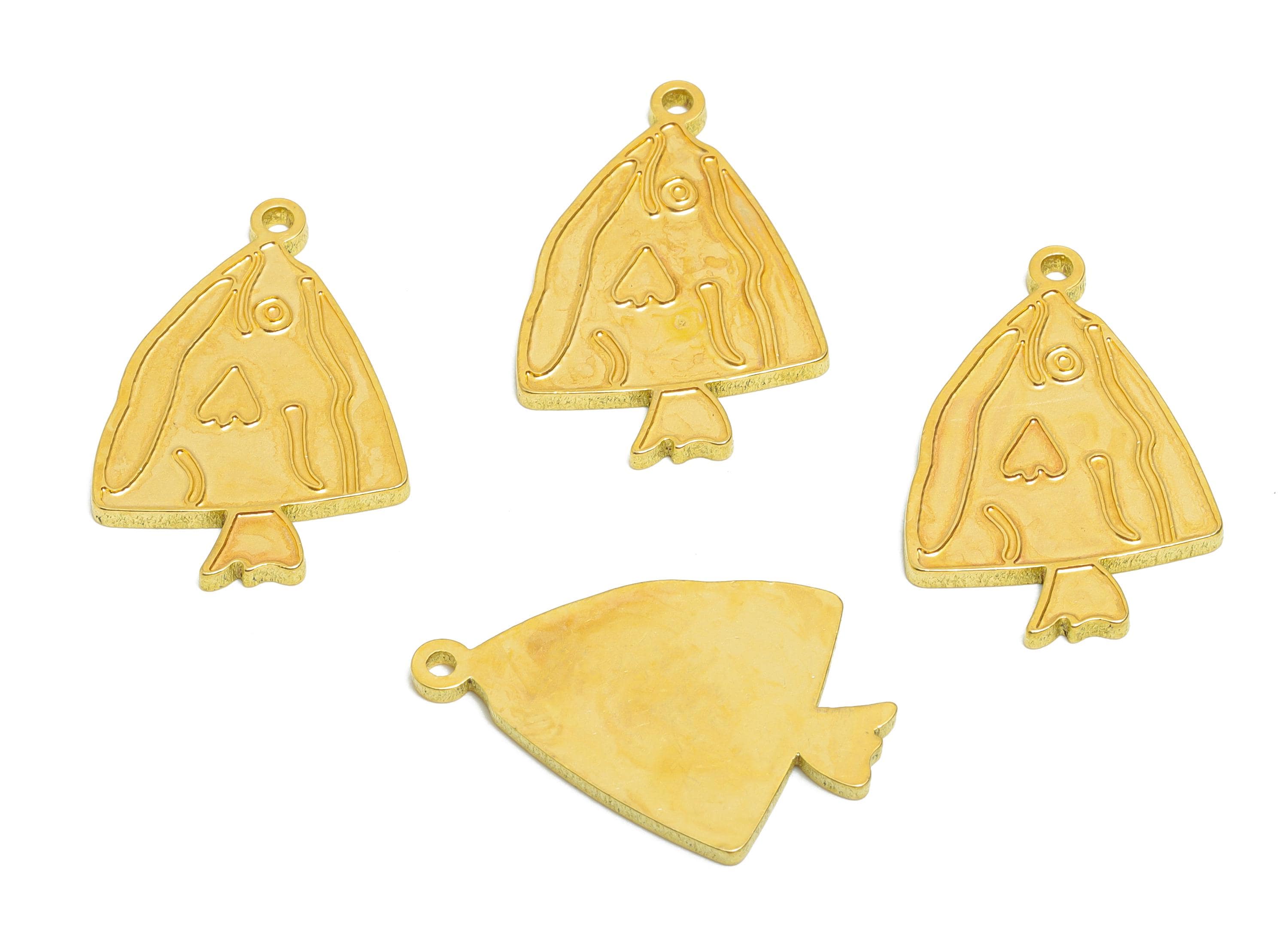 Brass Fish Charm - Textured Marine Life Pendant - Customizable Abstract Patterned Charm - DIY Jewelry Ocean Theme - 27x12x1.5mm - PP11448 - DOMEDBAZAAR