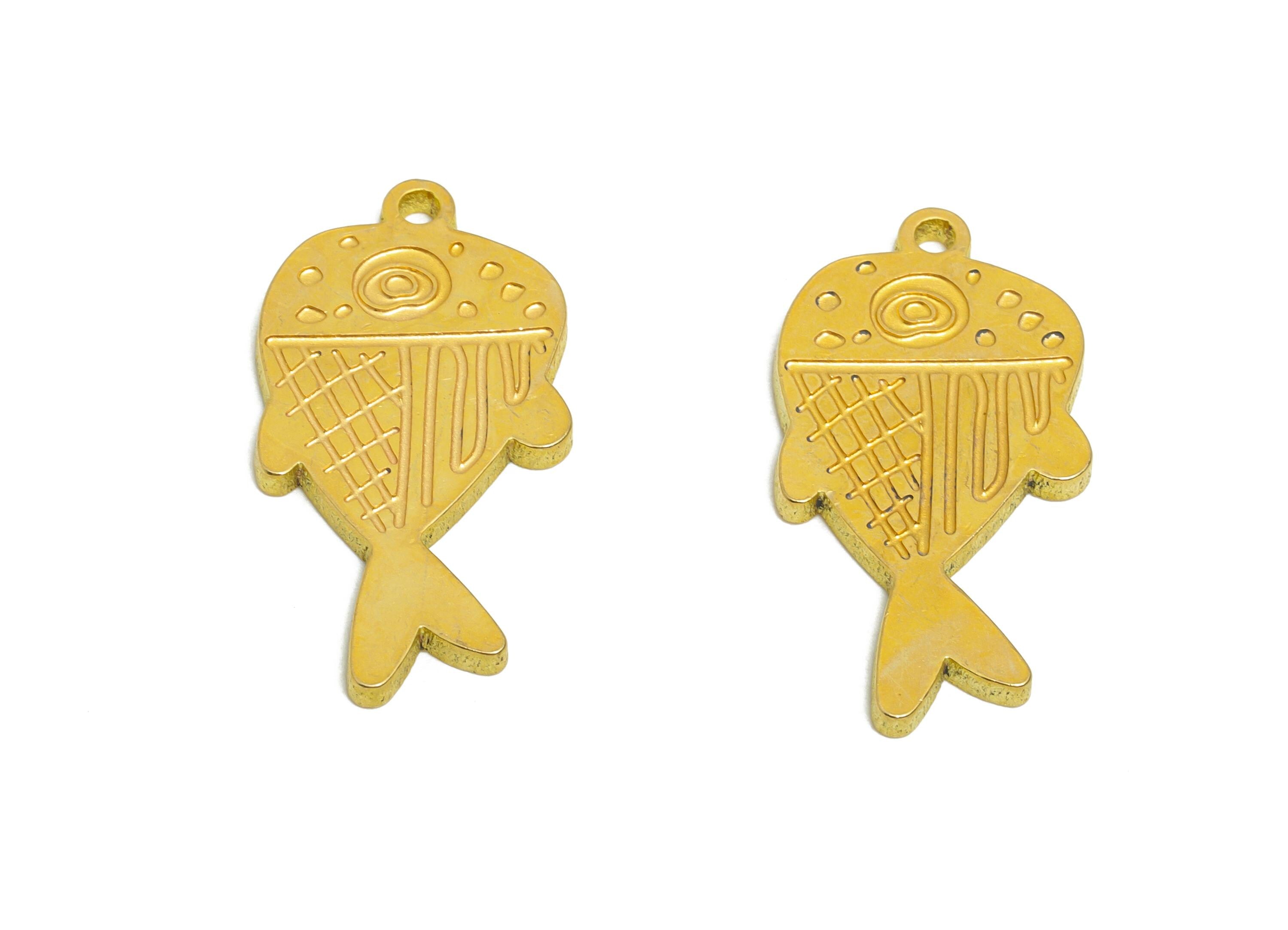 Brass Engraved Fish Pendant - Cute Marine Life Pendant - Customizable Laser Cut Charm - Whimsical Fish Charm - 24x12.77x1.5mm - PP11445 - DOMEDBAZAAR