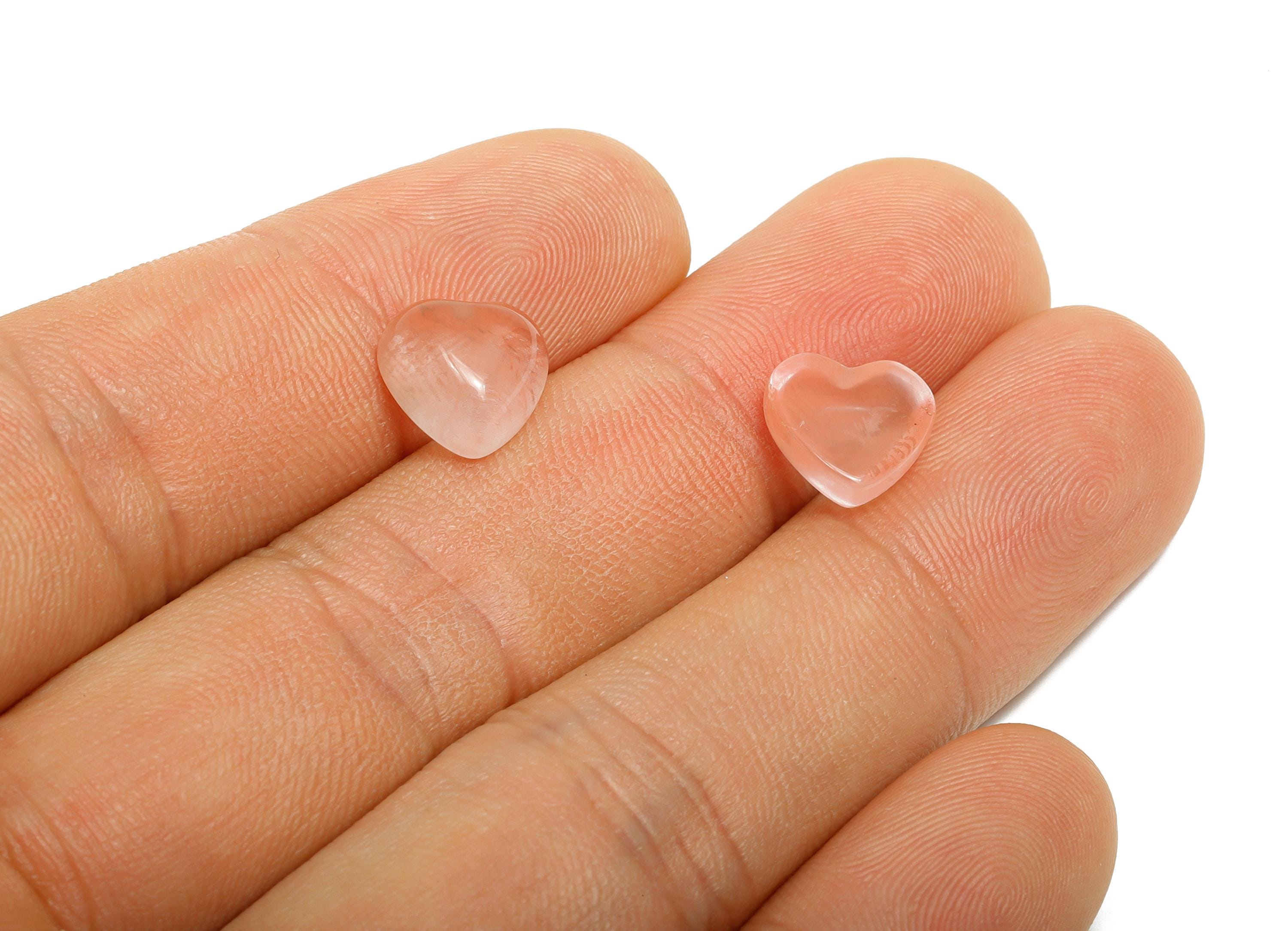 10*10mm Heart Rose Quartz Cabochon - Heart Stone for Crafts Ring Making - DIY Bezel Setting Stone Jewelry Finding - Handmade Supply - NS3125 - DOMEDBAZAAR