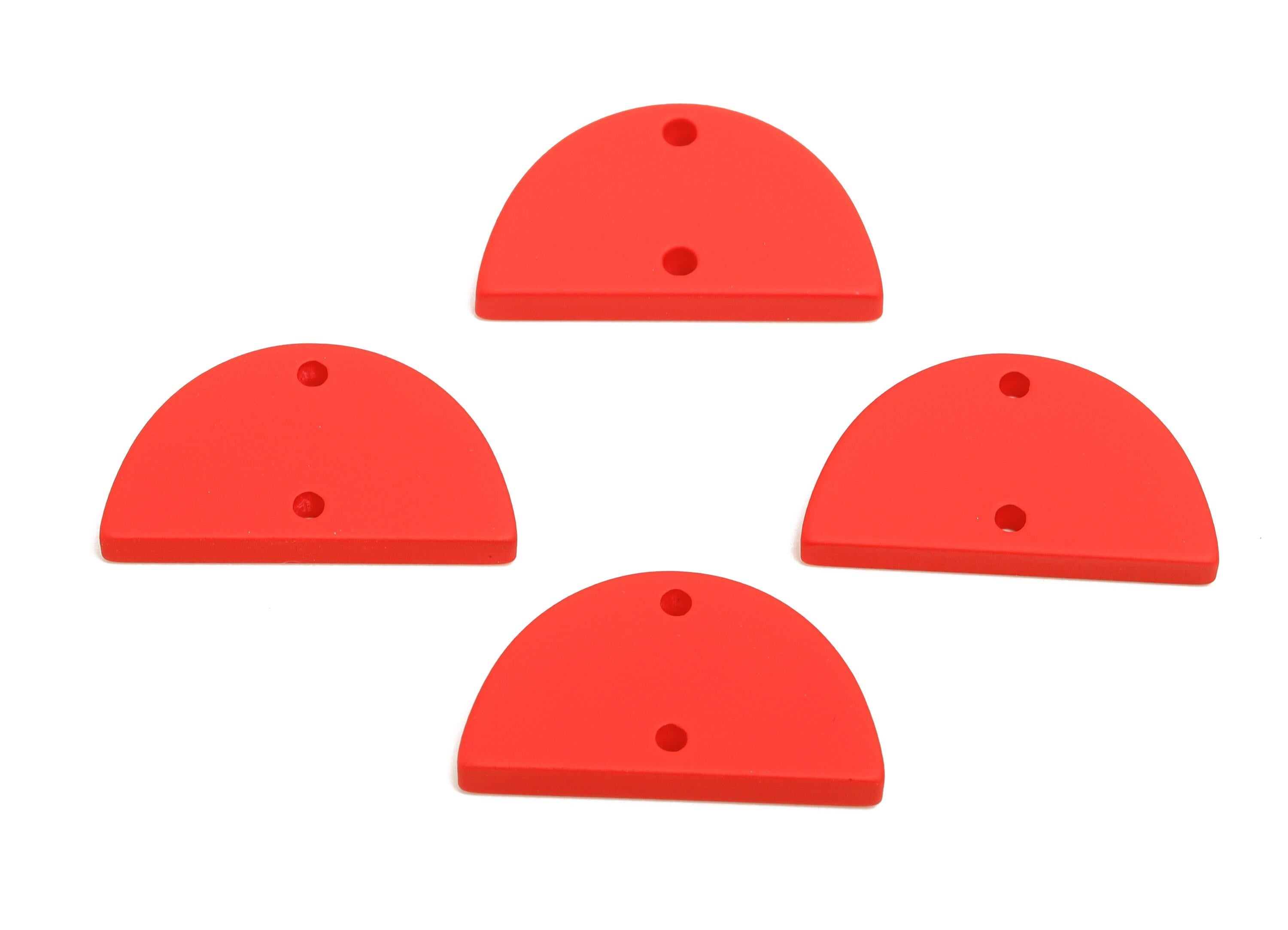 Acrylic Semicircle Earring Connector - Matte Red Half Moon Charm - Craft Supply for Earring - Color Code: A1054 - 22x12x2mm- AC3647-A1054 - DOMEDBAZAAR