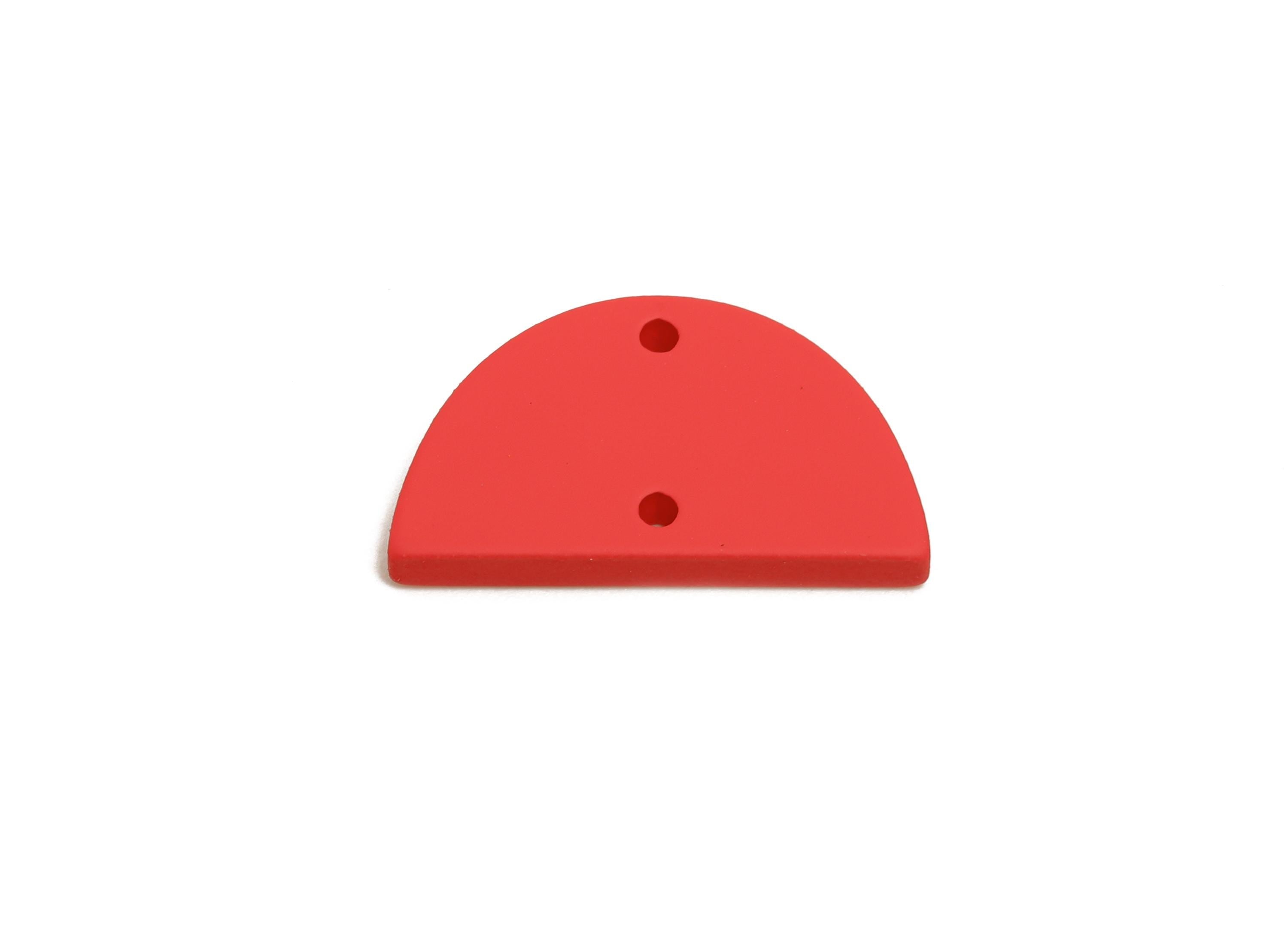 Acrylic Semicircle Earring Connector - Matte Red Half Moon Charm - Craft Supply for Earring - Color Code: A1055 - 22x12x2mm- AC3647-A1055 - DOMEDBAZAAR