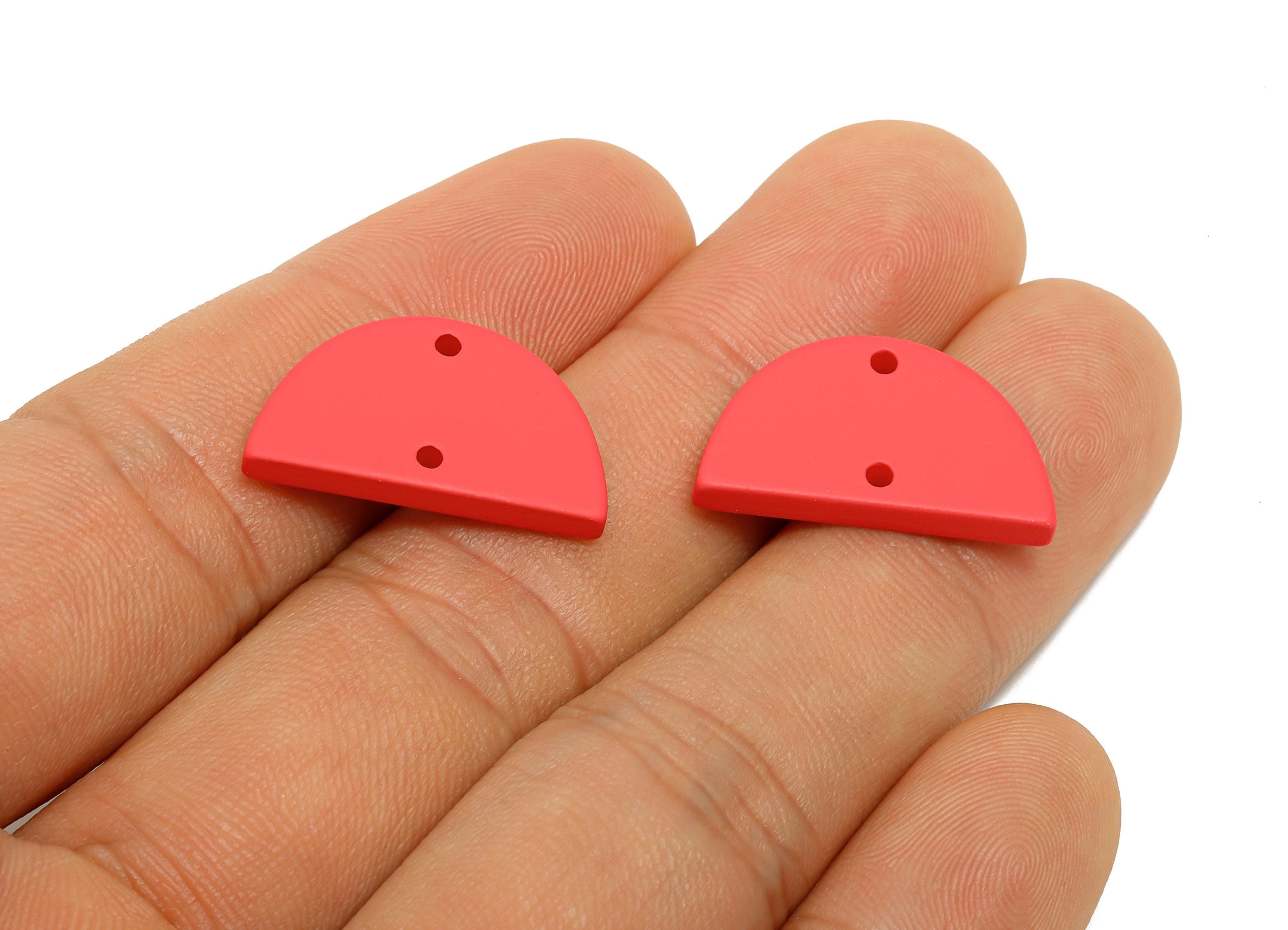 Acrylic Semicircle Earring Connector - Matte Red Half Moon Charm - Craft Supply for Earring - Color Code: A1055 - 22x12x2mm- AC3647-A1055 - DOMEDBAZAAR