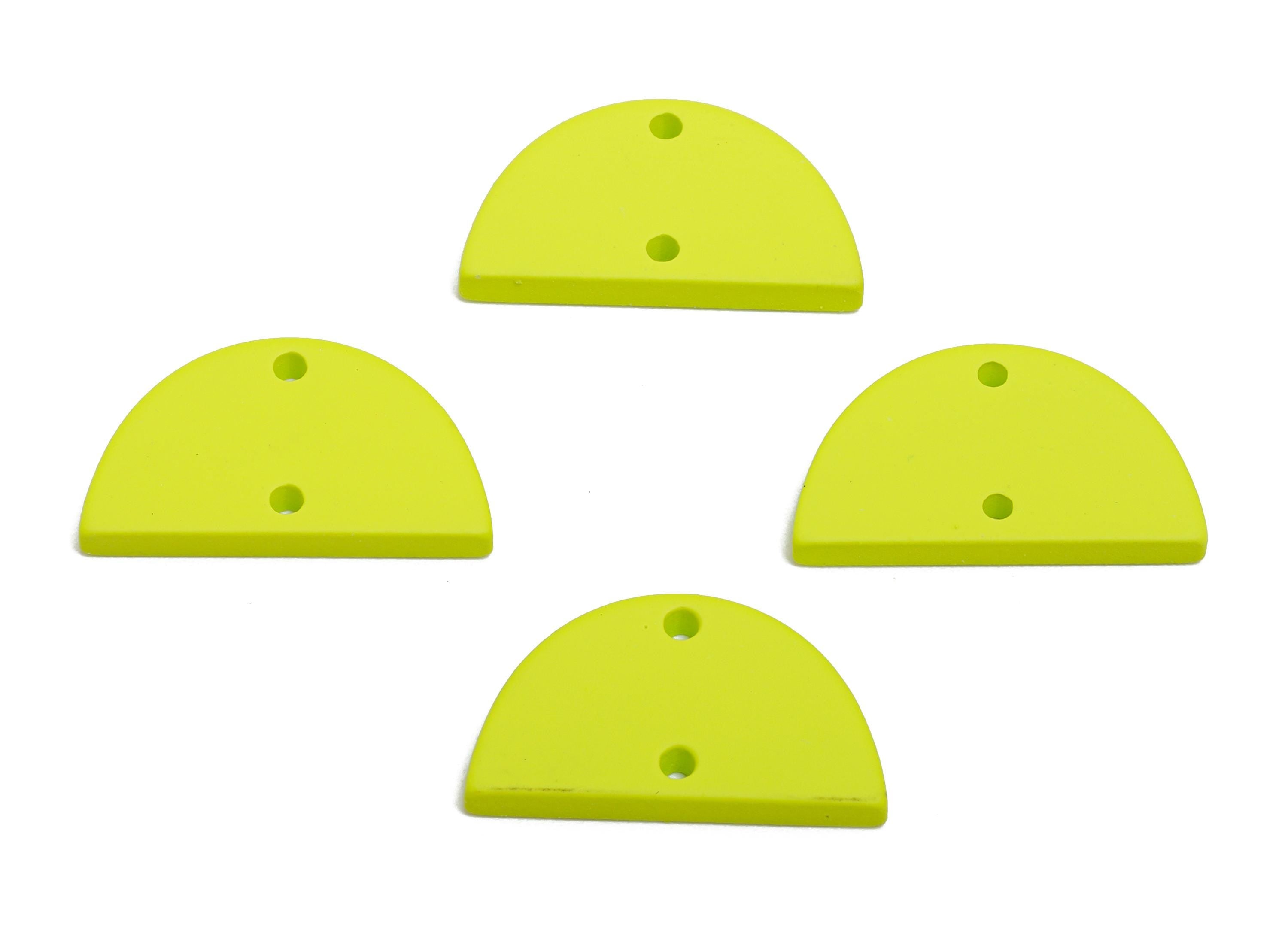 Acrylic Semicircle Earring Connector - Matte Green Half Moon Charm - Craft Supply for Earring - Color Code: A1058 - 22x12x2mm- AC3647-A1058 - DOMEDBAZAAR