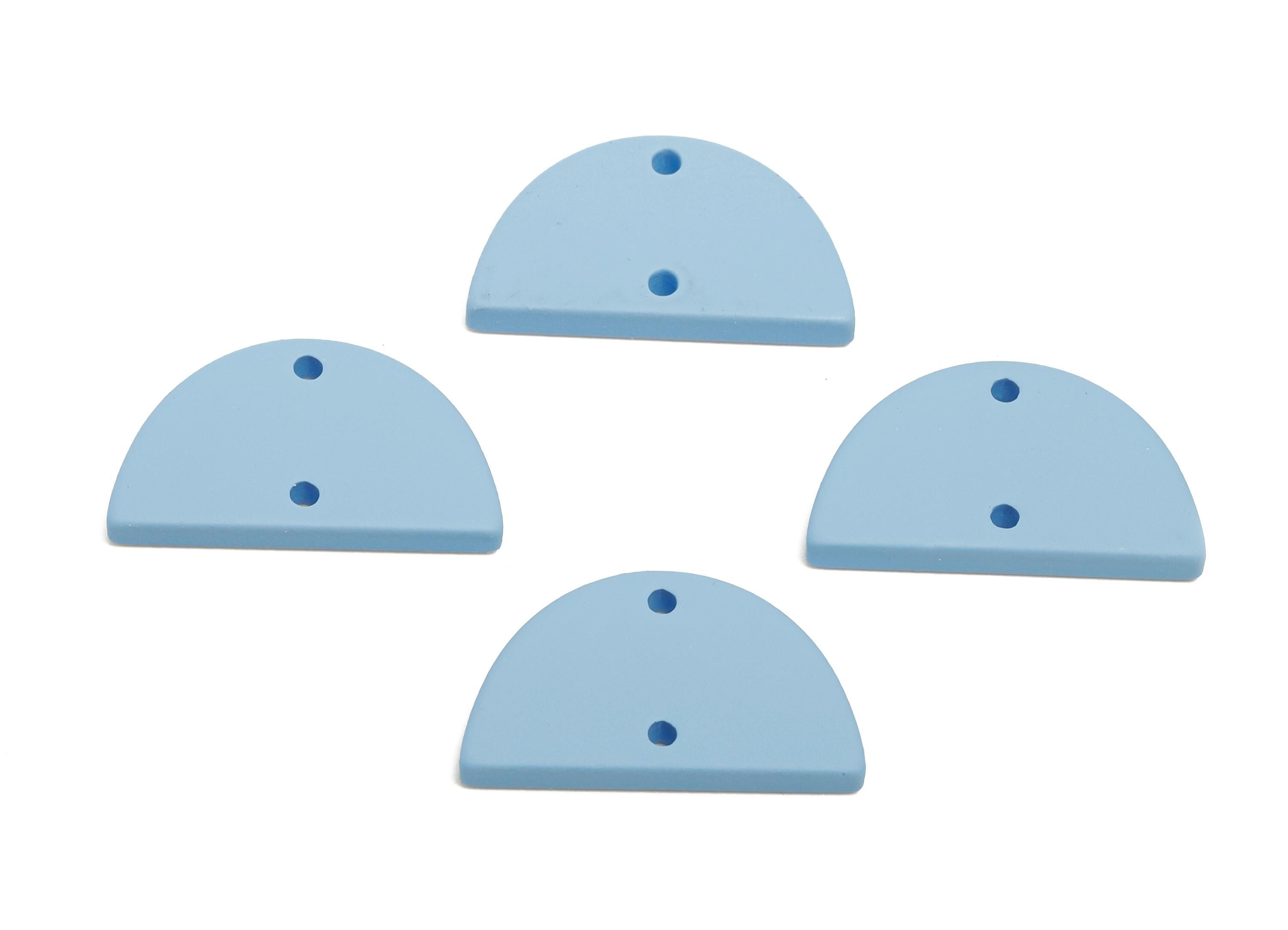 Acrylic Semicircle Earring Connector - Matte Blue Half Moon Charm - Craft Supply for Earring - Color Code: A1059 - 22x12x2mm- AC3647-A1059 - DOMEDBAZAAR