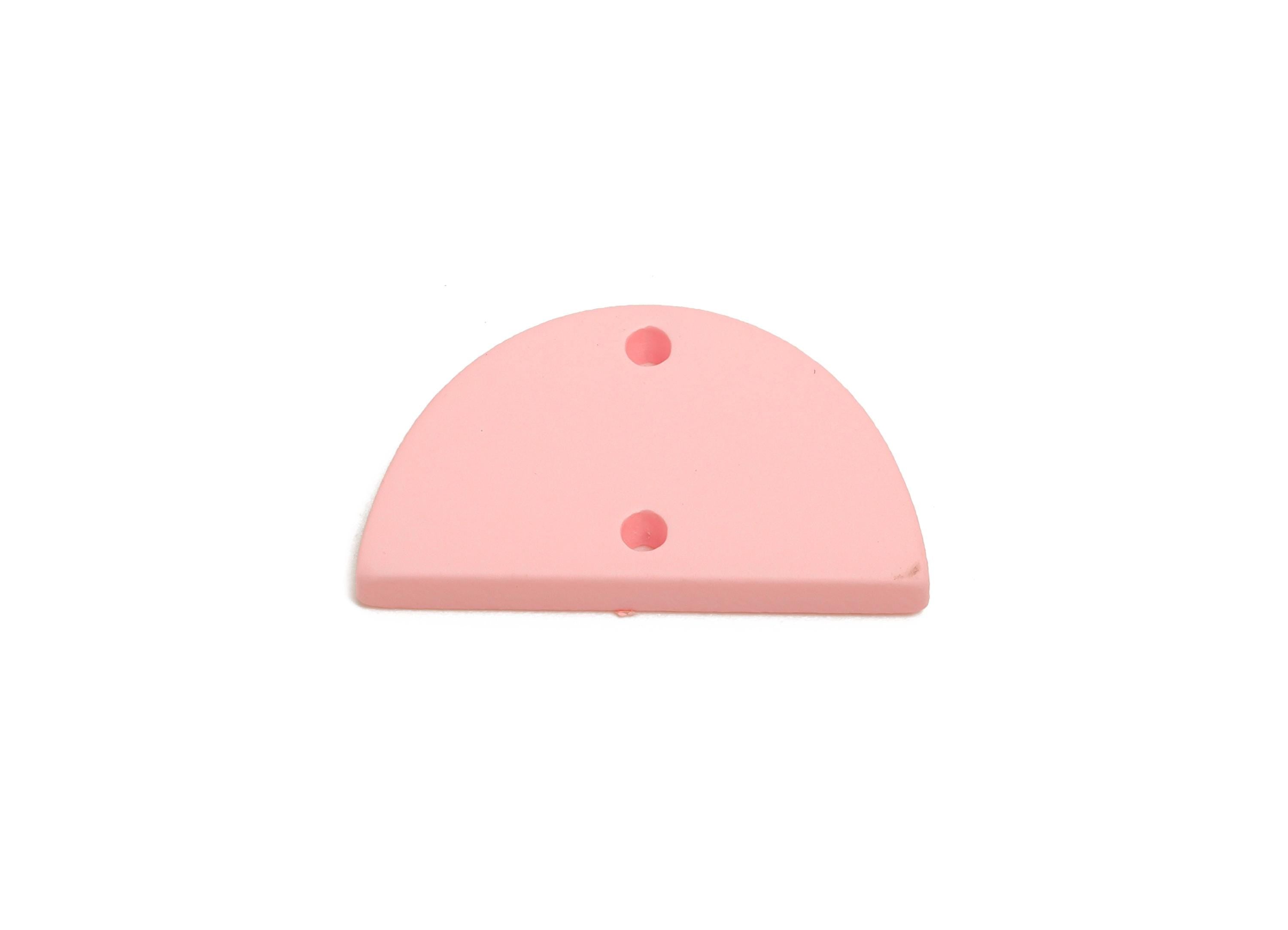 Acrylic Semicircle Earring Connector - Matte Pink Half Moon Charm - Craft Supply for Earring - Color Code: A1061 - 22x12x2mm- AC3647-A1061 - DOMEDBAZAAR