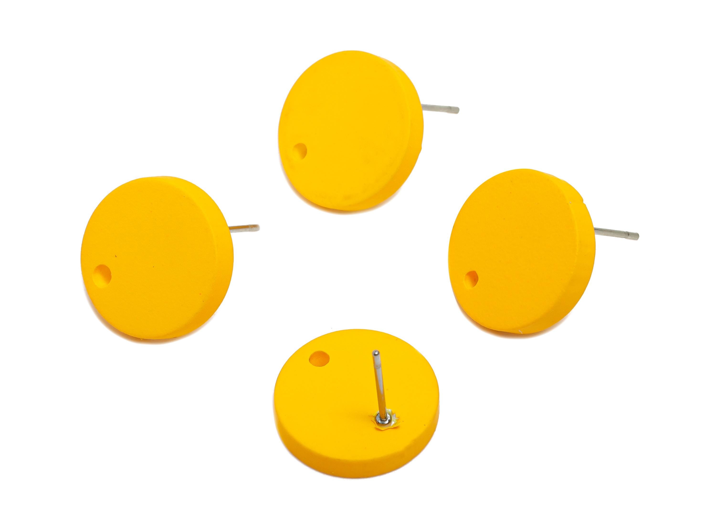 Acrylic Yellow Round Earring Stud - Matte Geometry Earring Stud With Hole - Acrylic Earring Base - Color Code: A1057 -14x14x2mm-AC3644-A1057 - DOMEDBAZAAR
