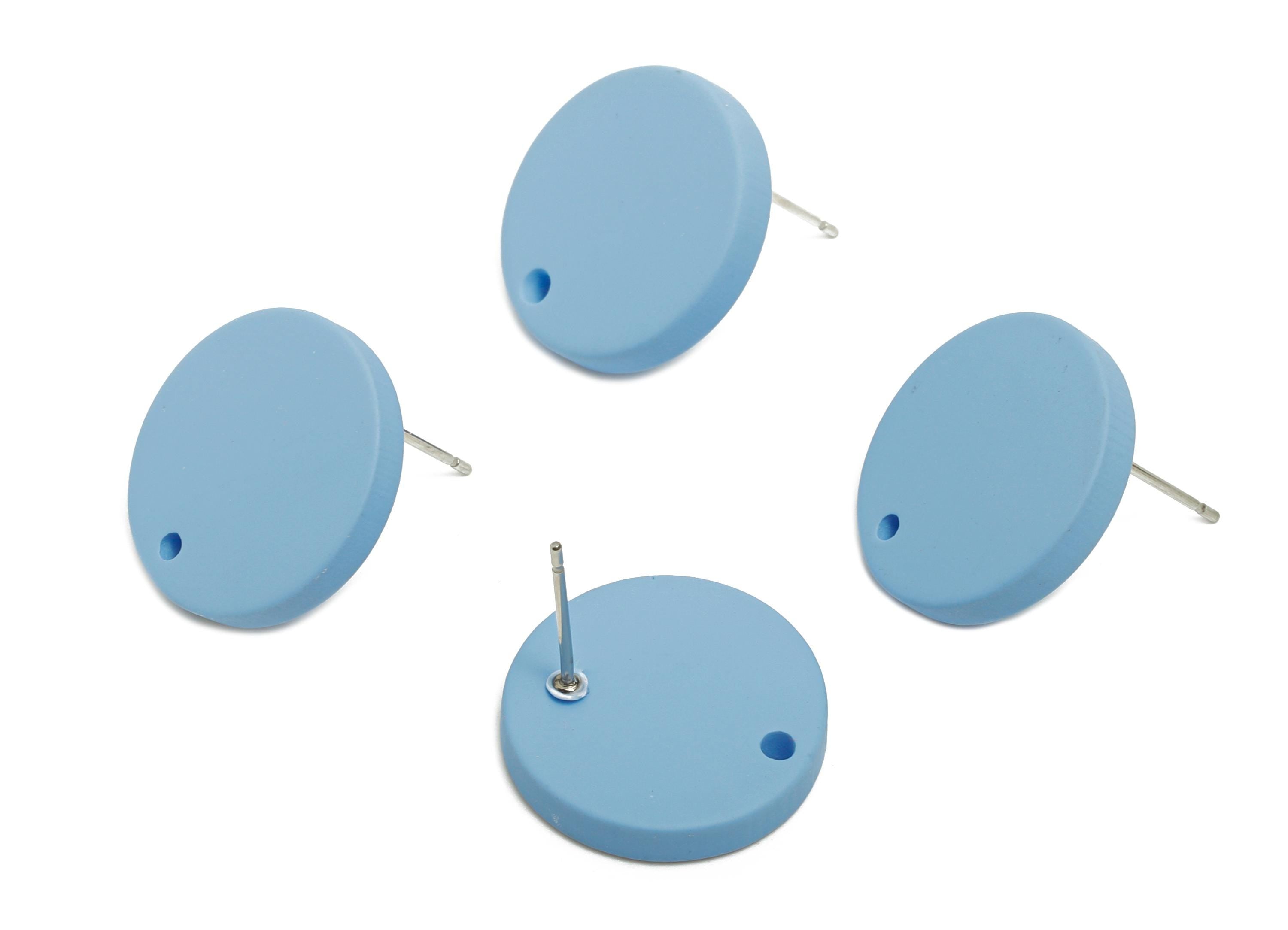 Acrylic Blue Round Earring Stud - Matte Geometry Earring Stud with Hole - DIY Earring Base - Color Code: A1059 - 17x17x3mm - AC3643-A1059 - DOMEDBAZAAR