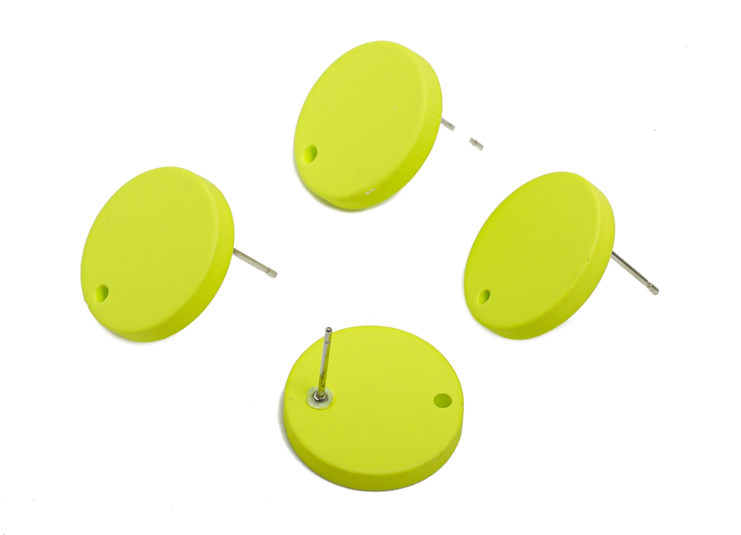 Acrylic Green Round Earring Stud - Matte Geometry Earring Stud with Hole - DIY Earring Base - Color Code: A1058 - 17x17x3mm - AC3643-A1058 - DOMEDBAZAAR