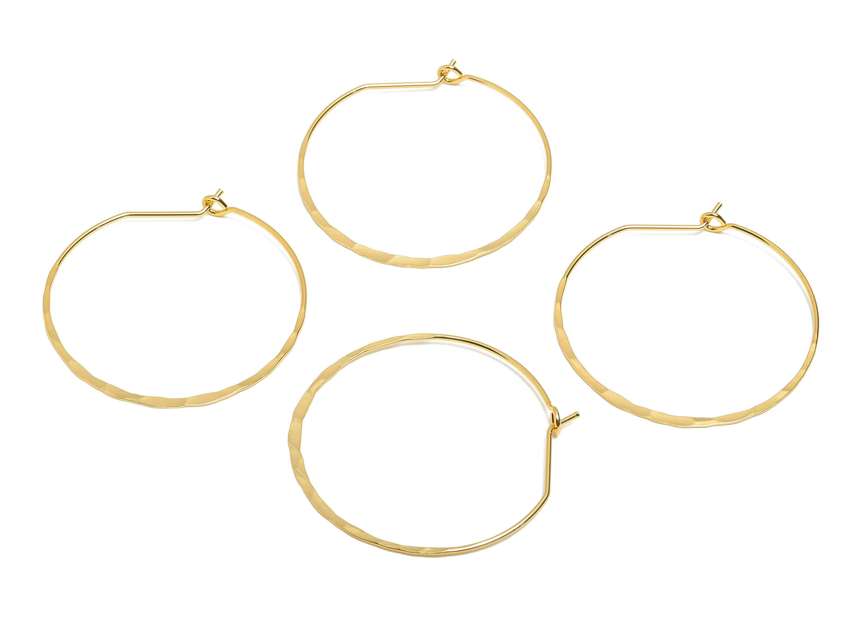 Brass Hammered Hoop Earring - Brass Round Earring Base - Gold Modern Handcrafted Style Earring - 18K Real Gold Plating - 41x39x1mm-RGP11069 - DOMEDBAZAAR