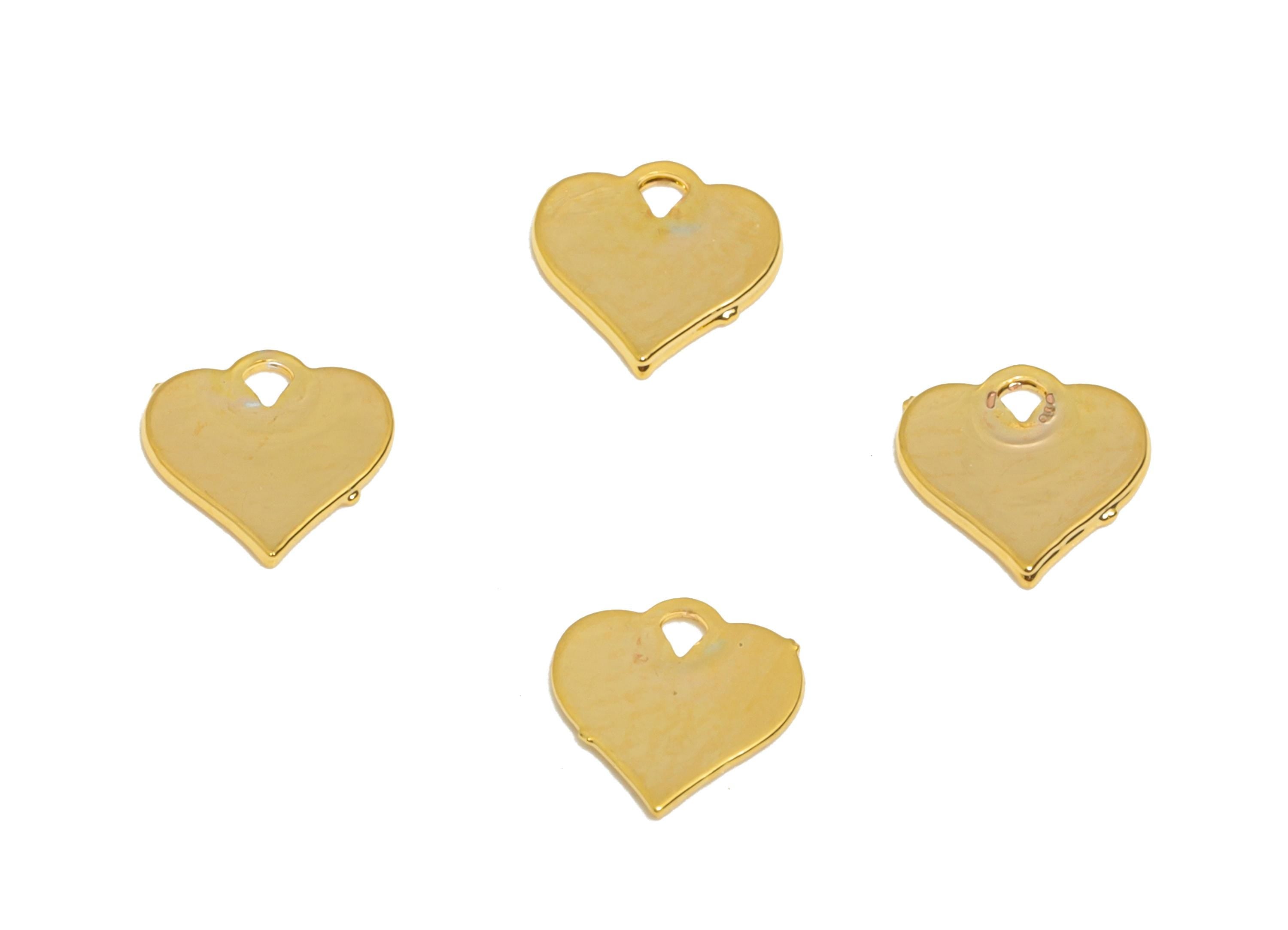 Gold Brass Heart Tag - Extender Chain Ends - Bracelet Chain Ends Tags - Necklace End Tags - 18K Real Gold Plated - 5.2x4.9x0.3mm - RGP10820 - DOMEDBAZAAR