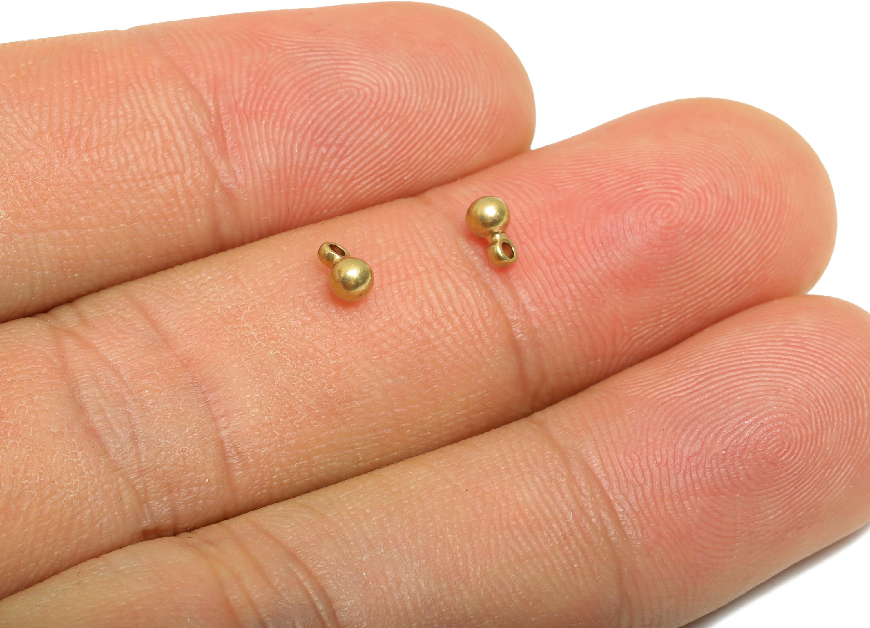 Brass Tiny Ball Charm - Raw Brass Small Bead Dangle - Minimalist Jewelry Supply - Lightweight Customizable Jewelry Bead - 22x13x2mm -PP11253 - DOMEDBAZAAR