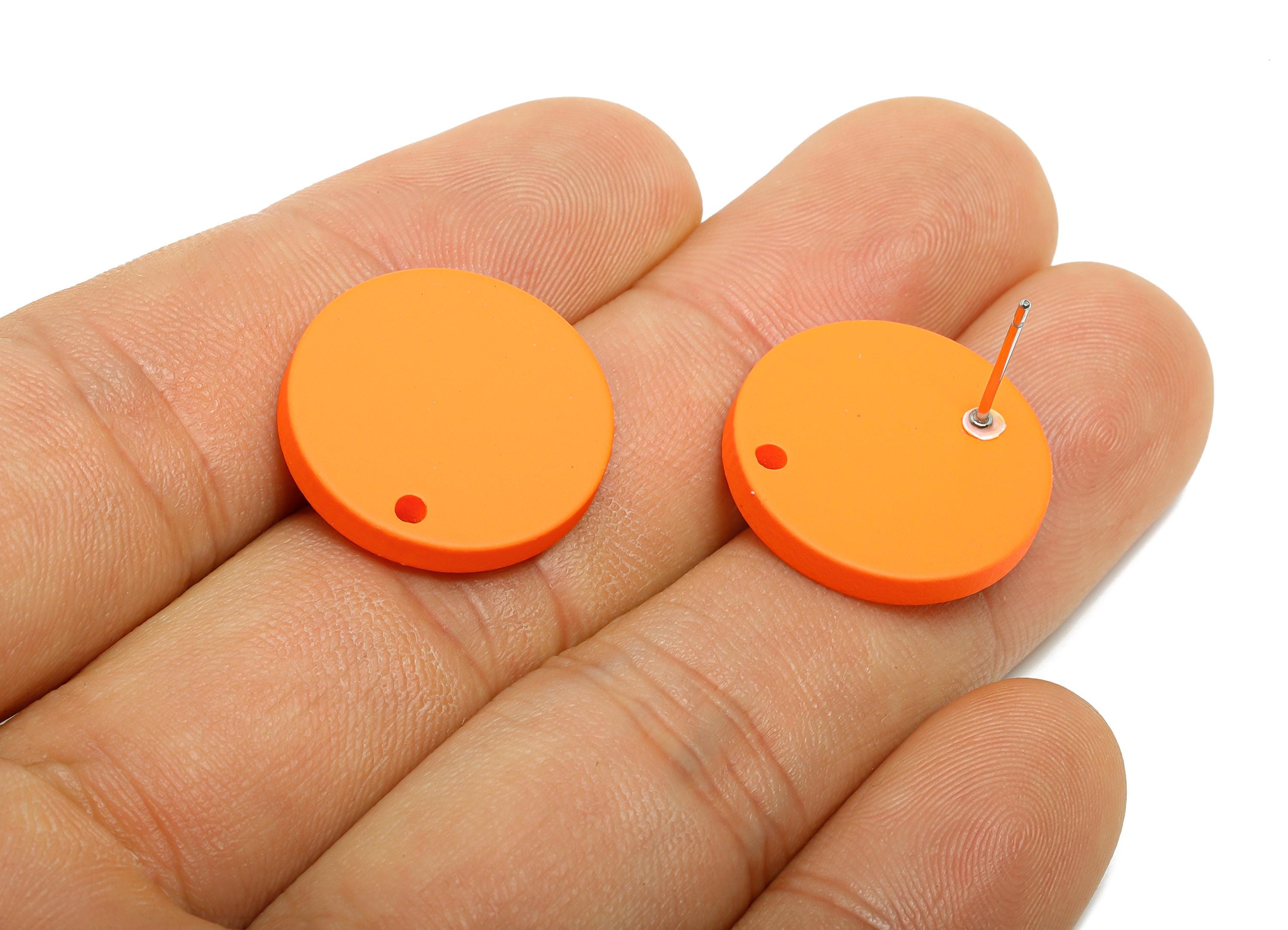 Acrylic Orange Round Earring Stud - Simple Matte Earring Stud - Bold Color DIY Earring Base -Color Code: A1056 -19.8x19.8x2.9mm-AC3642-A1056 - DOMEDBAZAAR