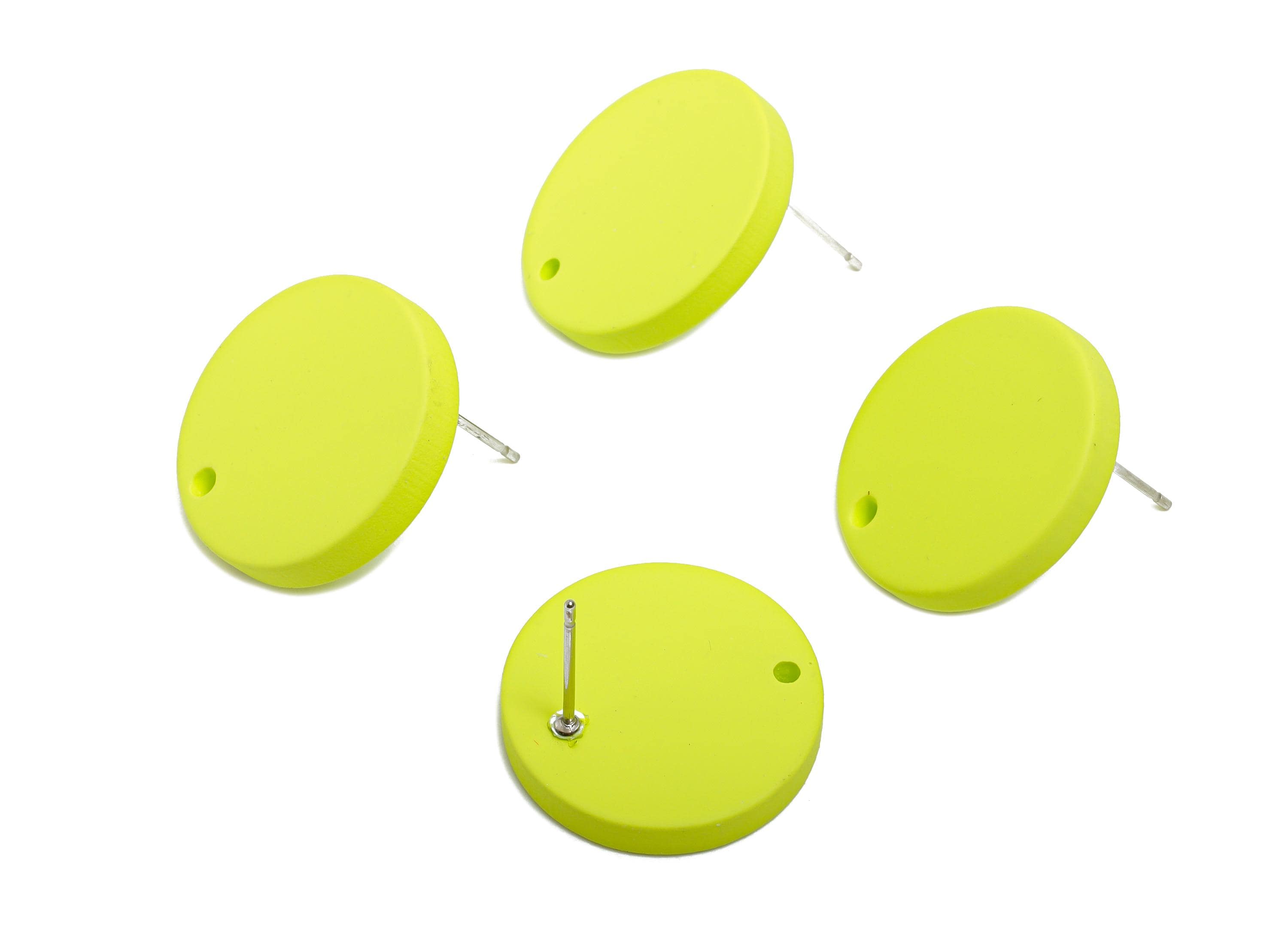Acrylic Green Round Earring Stud - Simple Matte Earring Stud - Bold Color DIY Earring Base - Color Code: A1058 -19.8x19.8x2.9mm-AC3642-A1058 - DOMEDBAZAAR