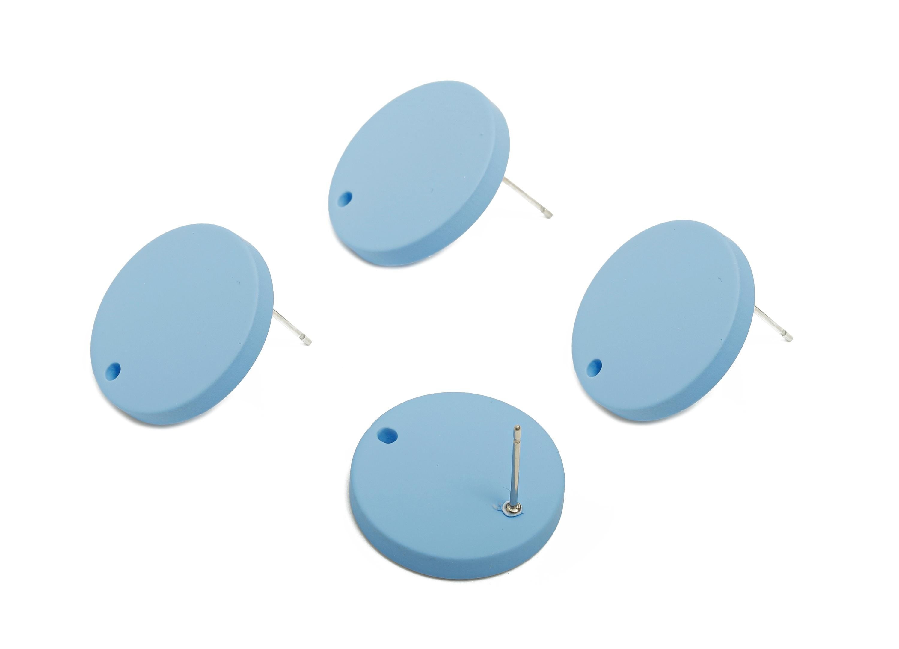 Acrylic Blue Round Earring Stud - Simple Matte Earring Stud - Modern DIY Earring Base - Color Code: A1059 - 19.8x19.8x2.9mm - AC3642-A1059 - DOMEDBAZAAR