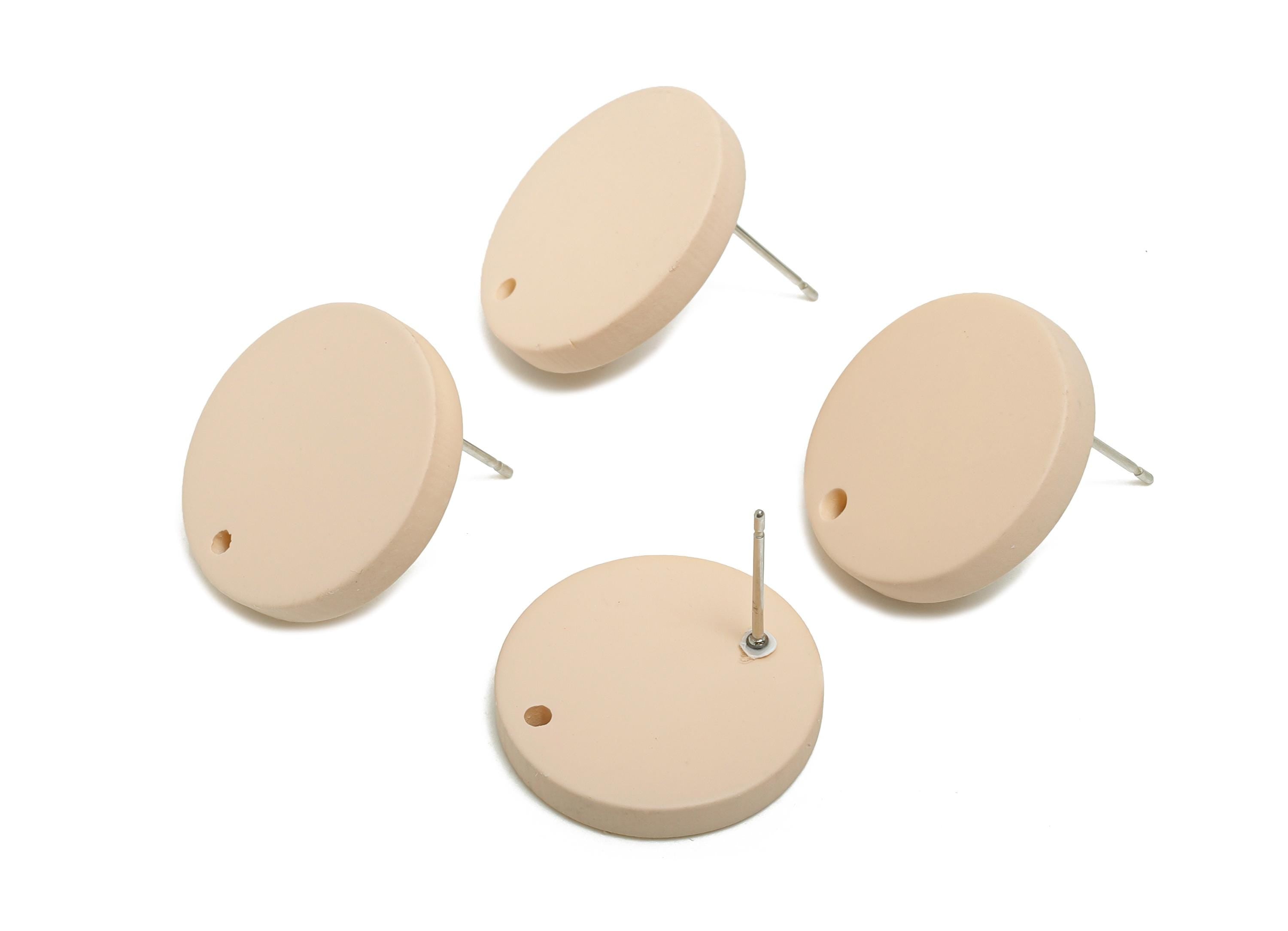 Acrylic Beige Round Earring Stud - Modern Matte DIY Earring Base - Flat Disc Geometry Stud - Color Code: A1062 -19.8x19.8x2.9mm-AC3642-A1062 - DOMEDBAZAAR