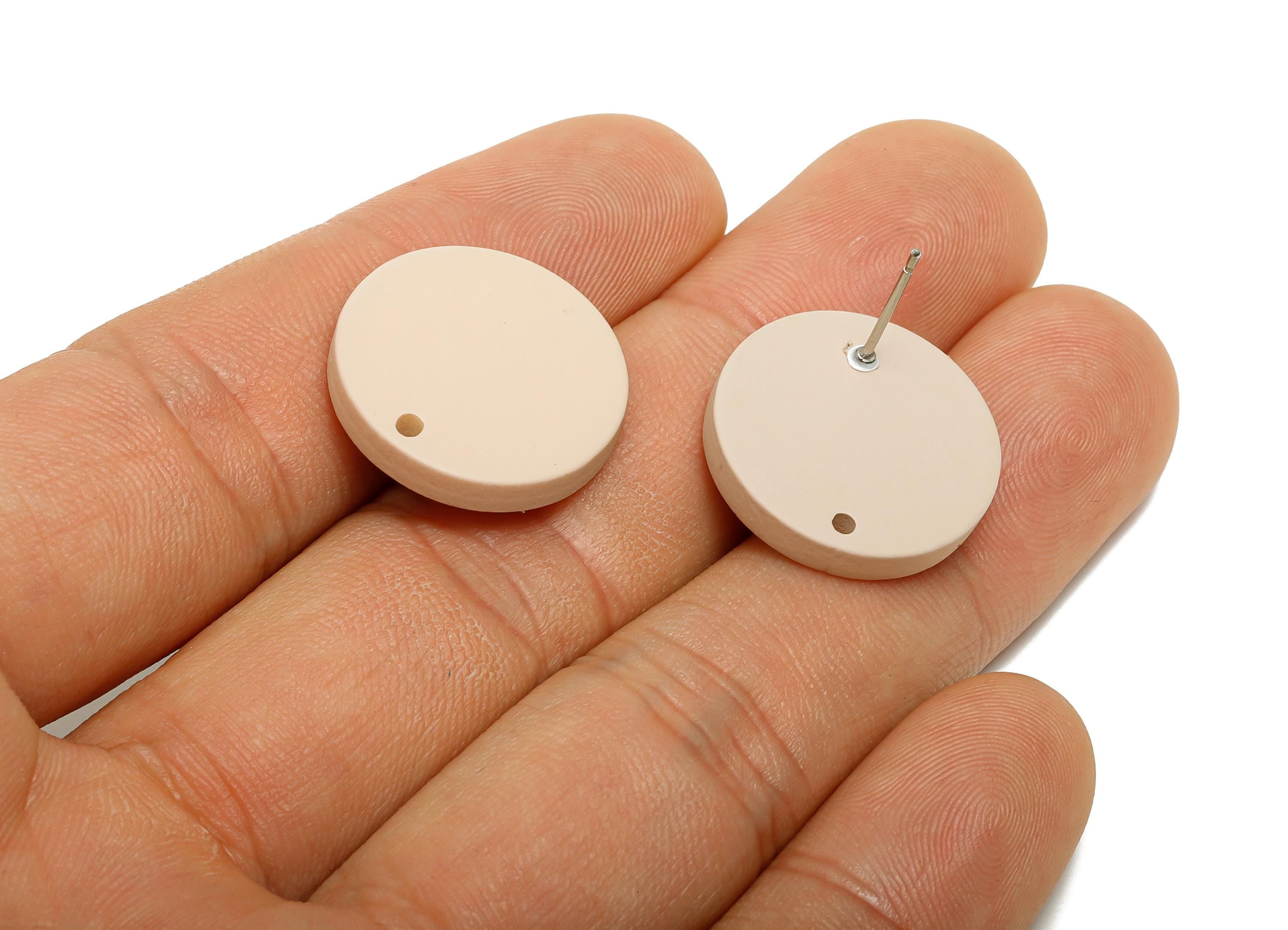 Acrylic Beige Round Earring Stud - Modern Matte DIY Earring Base - Flat Disc Geometry Stud - Color Code: A1062 -19.8x19.8x2.9mm-AC3642-A1062 - DOMEDBAZAAR
