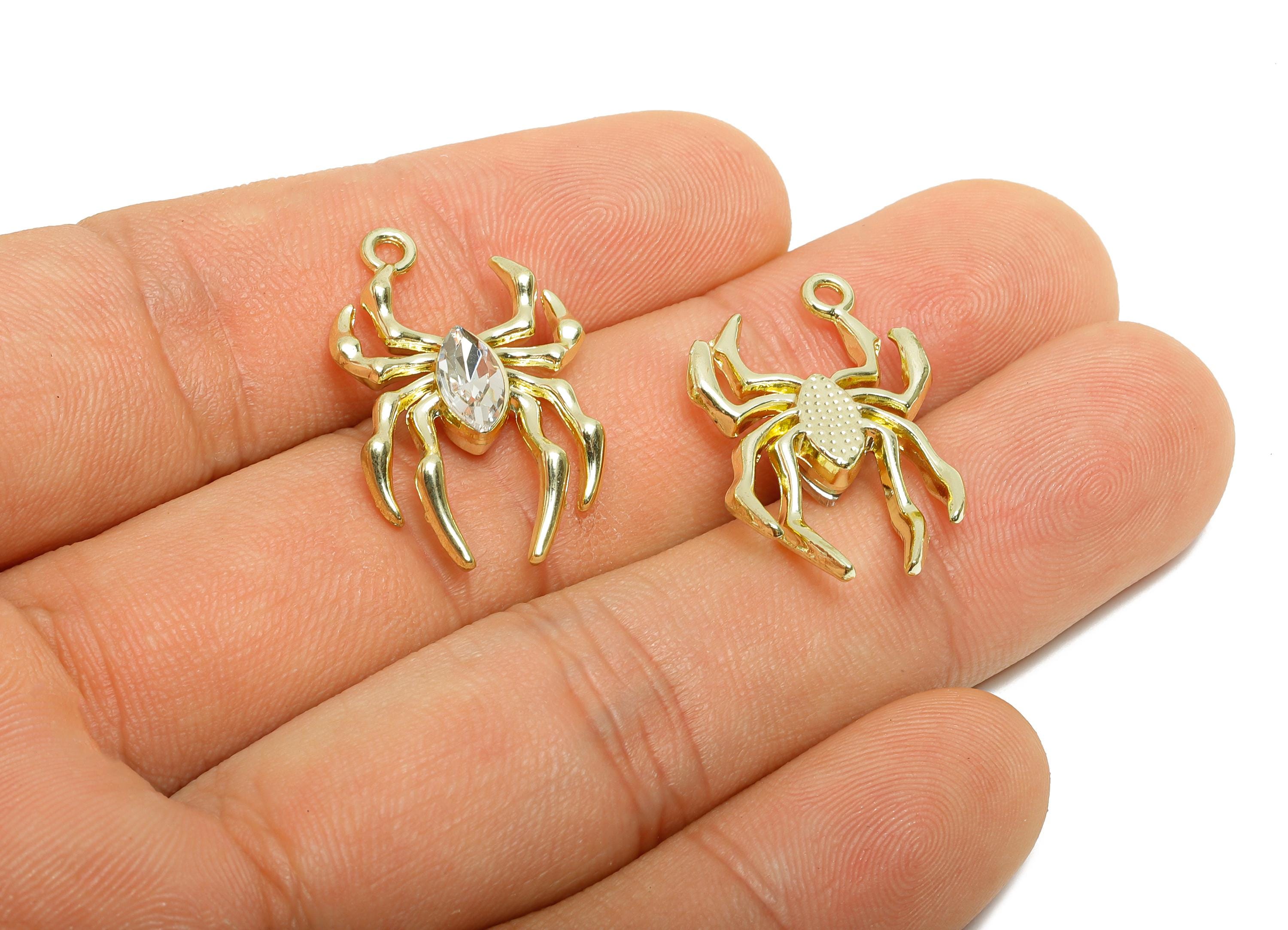Alloy Crystal Spider Pendant - Marquise Crystal Insect Pendant - Halloween Jewelry Component - KC Gold Tone Plated- 25.6x16.9x4.9mm - AC3570 - DOMEDBAZAAR