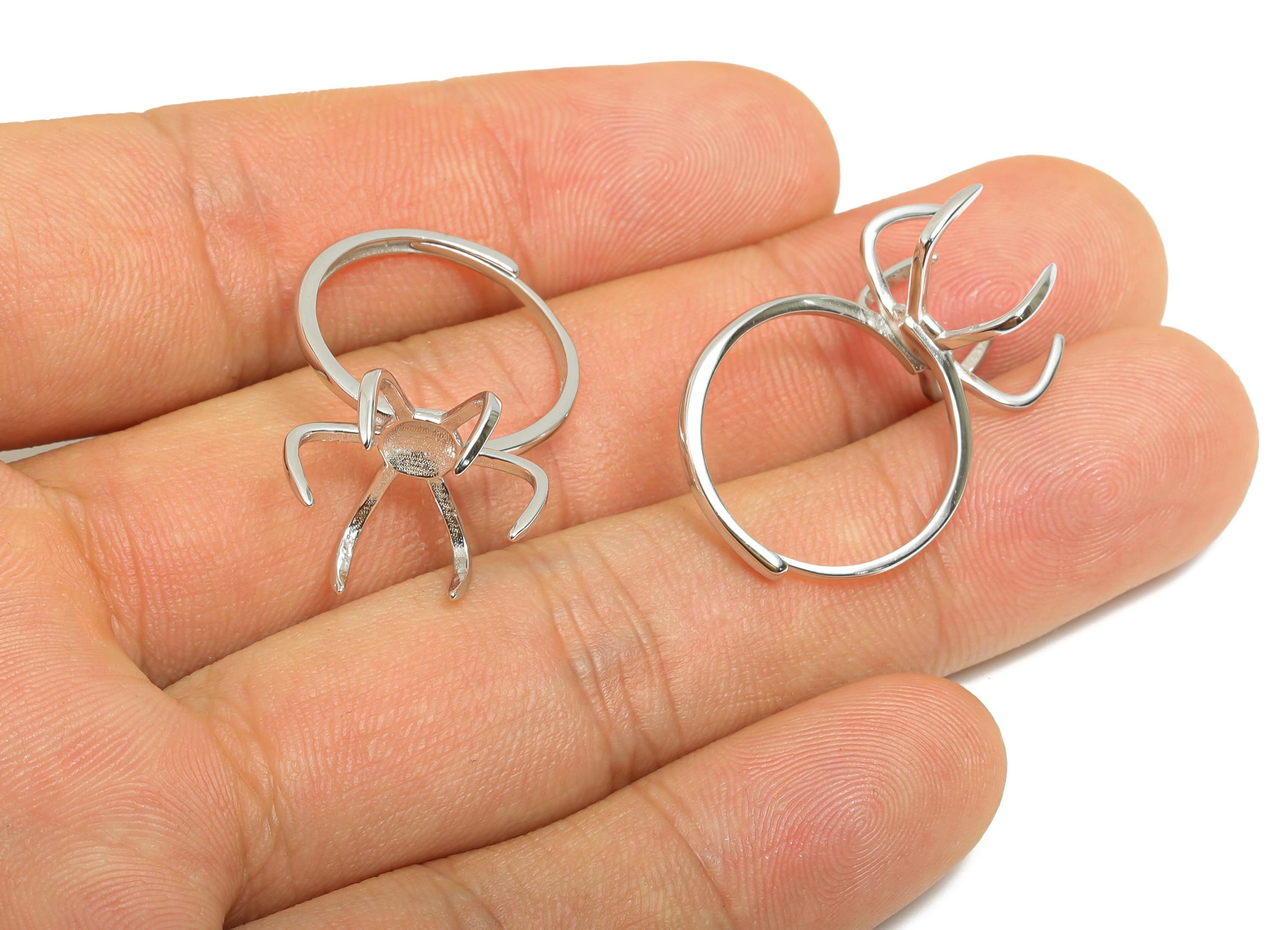 Spider Prong Ring Base - 925 Sterling Silver Ring - Artistic Claw Setting Ring - Customizable Ring Base -Unique Ring For Gemstones - SI1111 - DOMEDBAZAAR