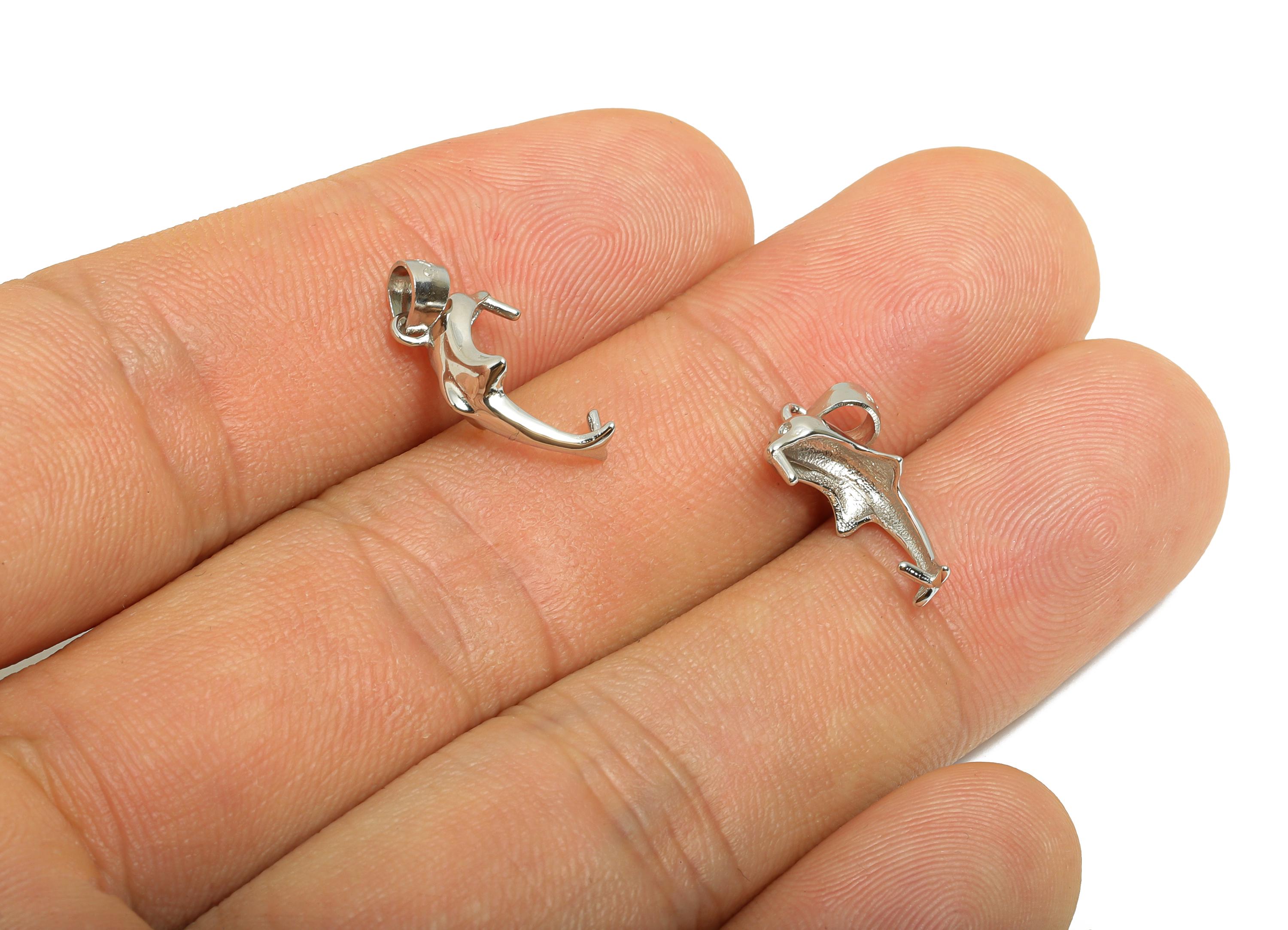 Dolphin Pendant Base - Dolphin Necklace Component - 925 Sterling Silver - Marine Life Jewelry Finding - Sea Animal Dolphin Setting - SI1101 - DOMEDBAZAAR