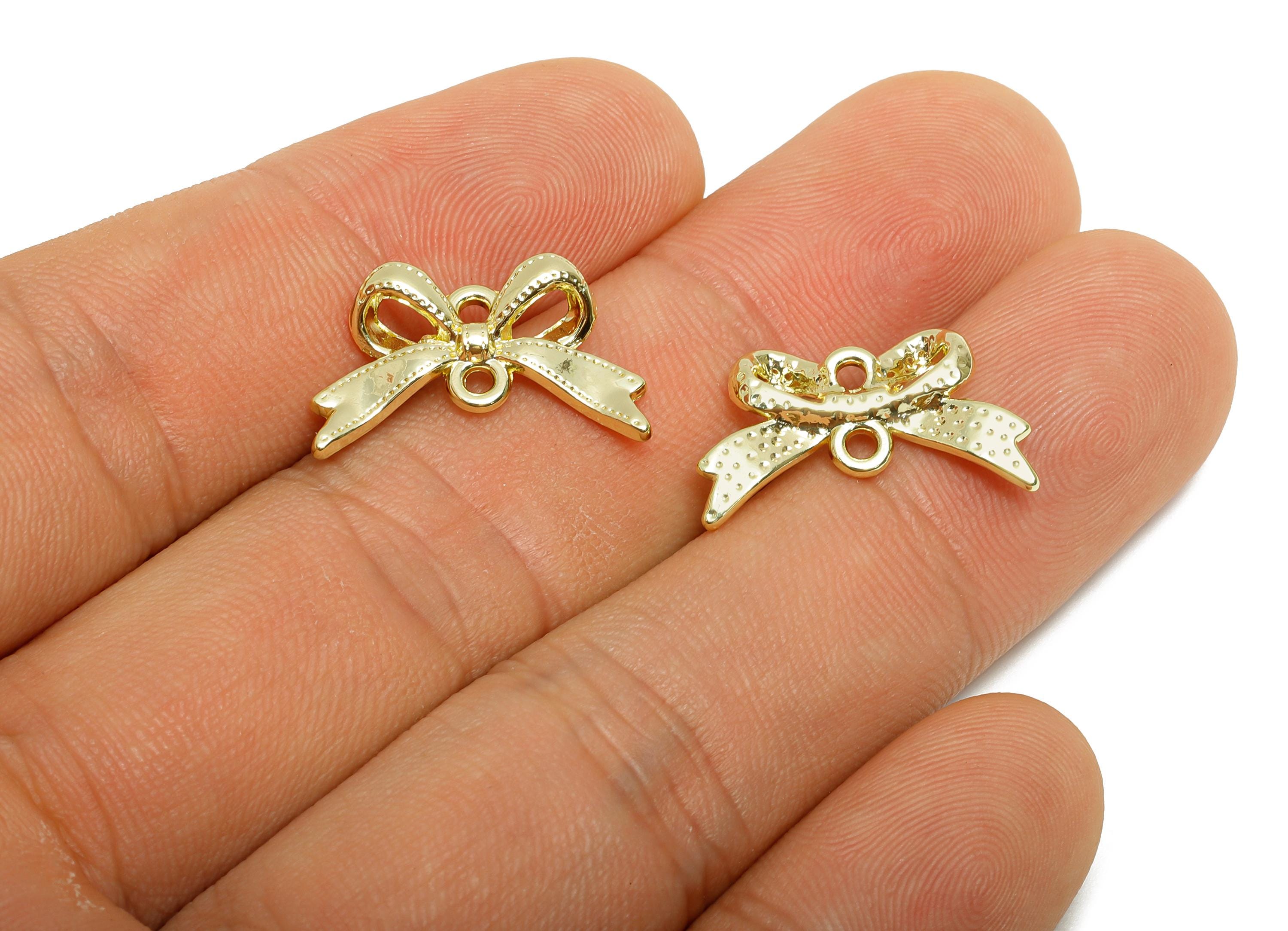 Alloy Metal Ribbon Connector- Alloy Elegant Ribbon Connector - Classic Bow Charm - DIY Earring Making Supplies - 19x11x3.14mm - AC3569 - DOMEDBAZAAR