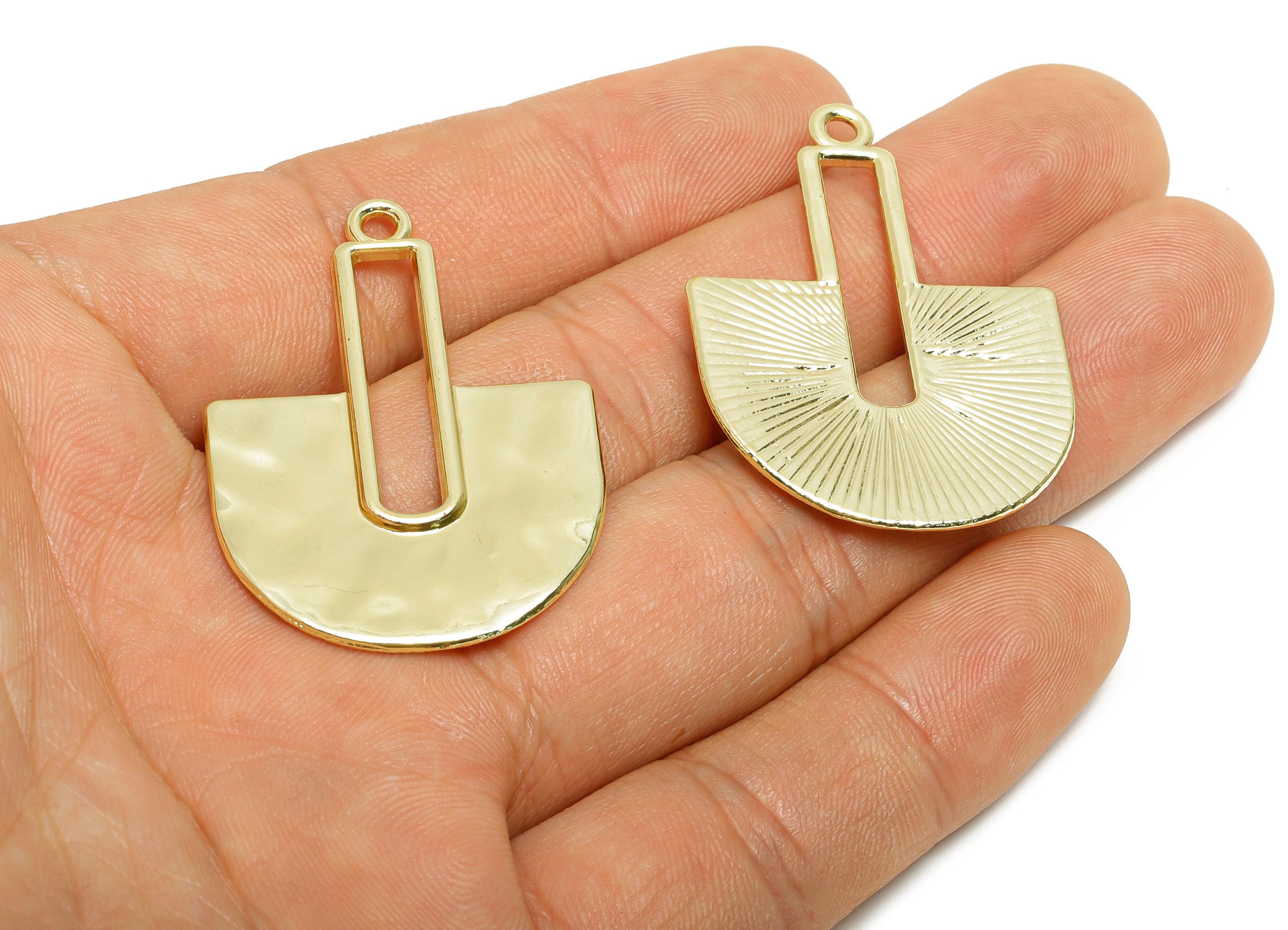 Alloy Geometry Charm - Modern Jewelry Component - Minimalist Gold Plated Charm - DIY Earring Making Supplies - 40x29.1x1.81mm - AC3545 - DOMEDBAZAAR