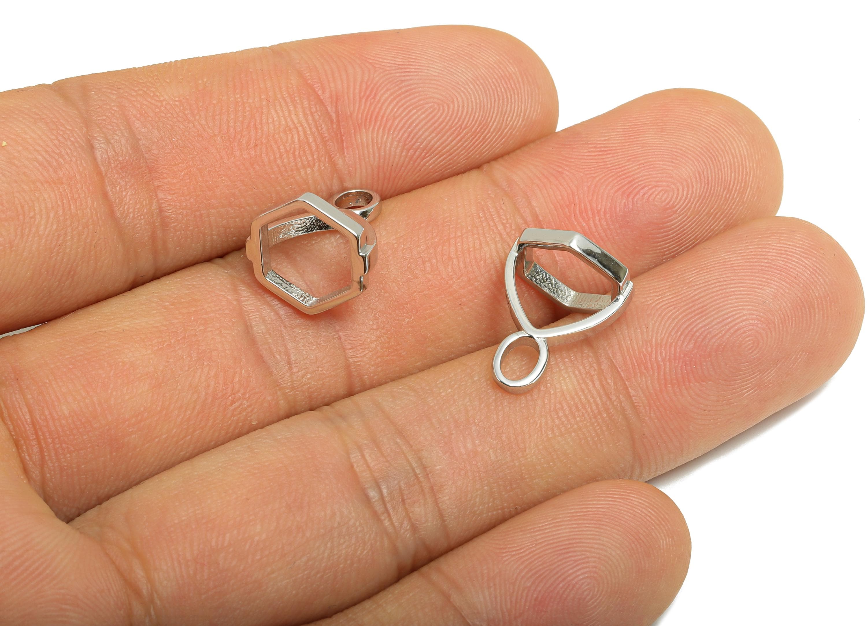 Hexagon Pendant Setting - Customizable Pendant Frame - Modern Jewelry Making Supplies Base - Open Bezel Pendant Frame - 14x11x14mm - SI1104 - DOMEDBAZAAR