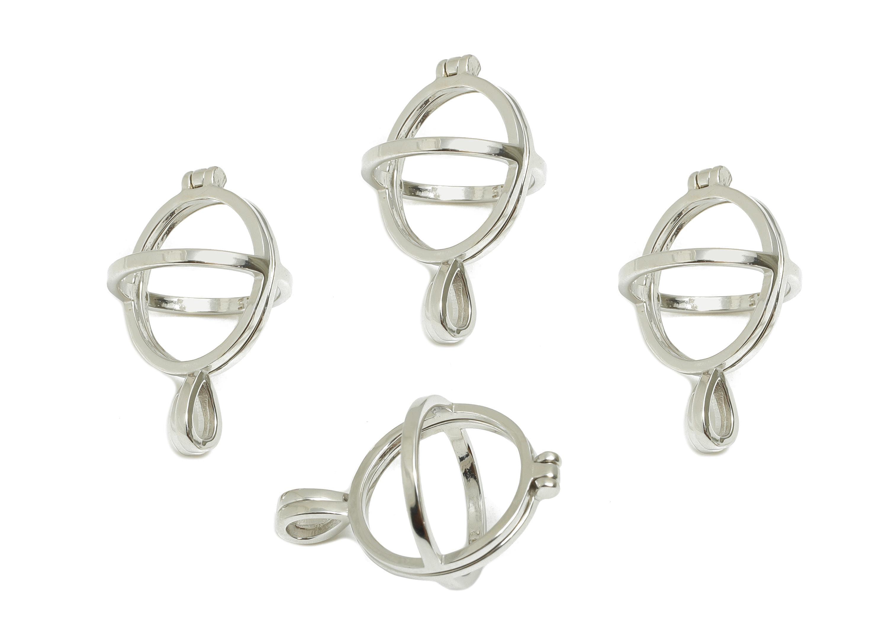 Openable Cage Pendant Setting - Locket Pendant Base - 925 Sterling Silver - Openable Round Pendant Frame - Sphere Cage Jewelry Base - SI1106 - DOMEDBAZAAR