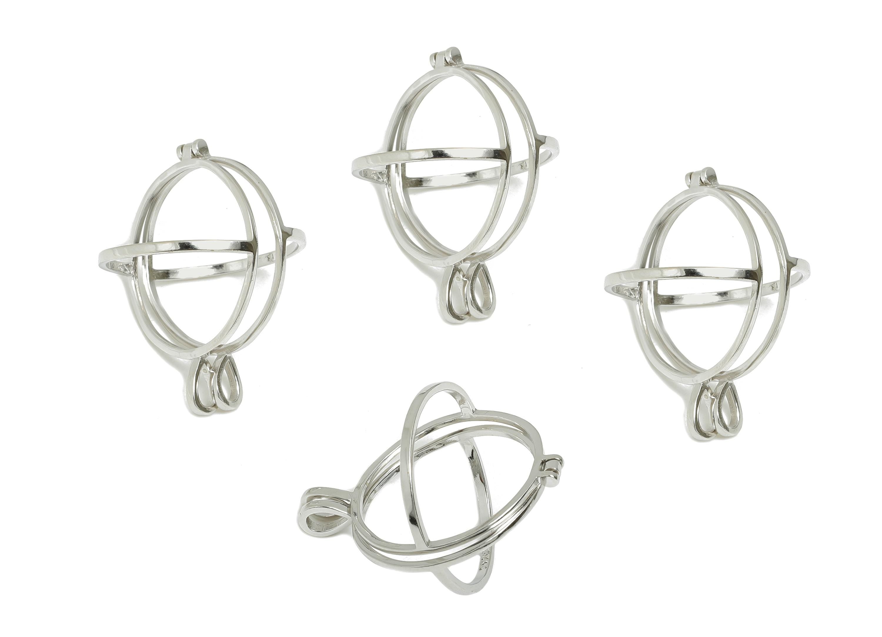 Openable Cage Pendant Setting - Locket Pendant Base - 925 Sterling Silver - Openable Round Pendant Frame - Sphere Cage Jewelry Base - SI1109 - DOMEDBAZAAR