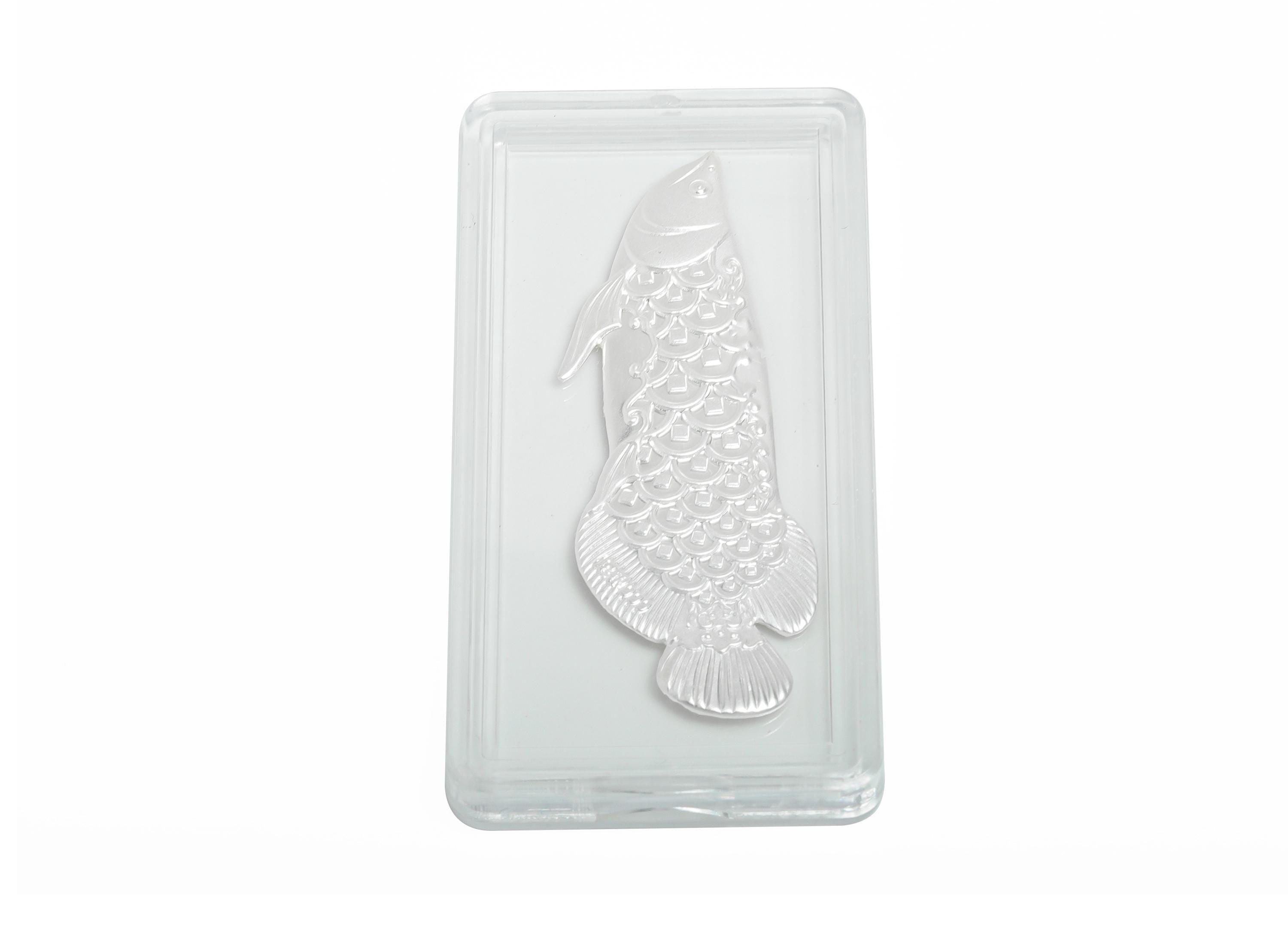 Silver Arowana Relief - Artisan Fish Shape Filigree Jewelry - Pure Silver 999 - Marine Life Relief for Collection - 49.9x17x1mm - SI1112 - DOMEDBAZAAR