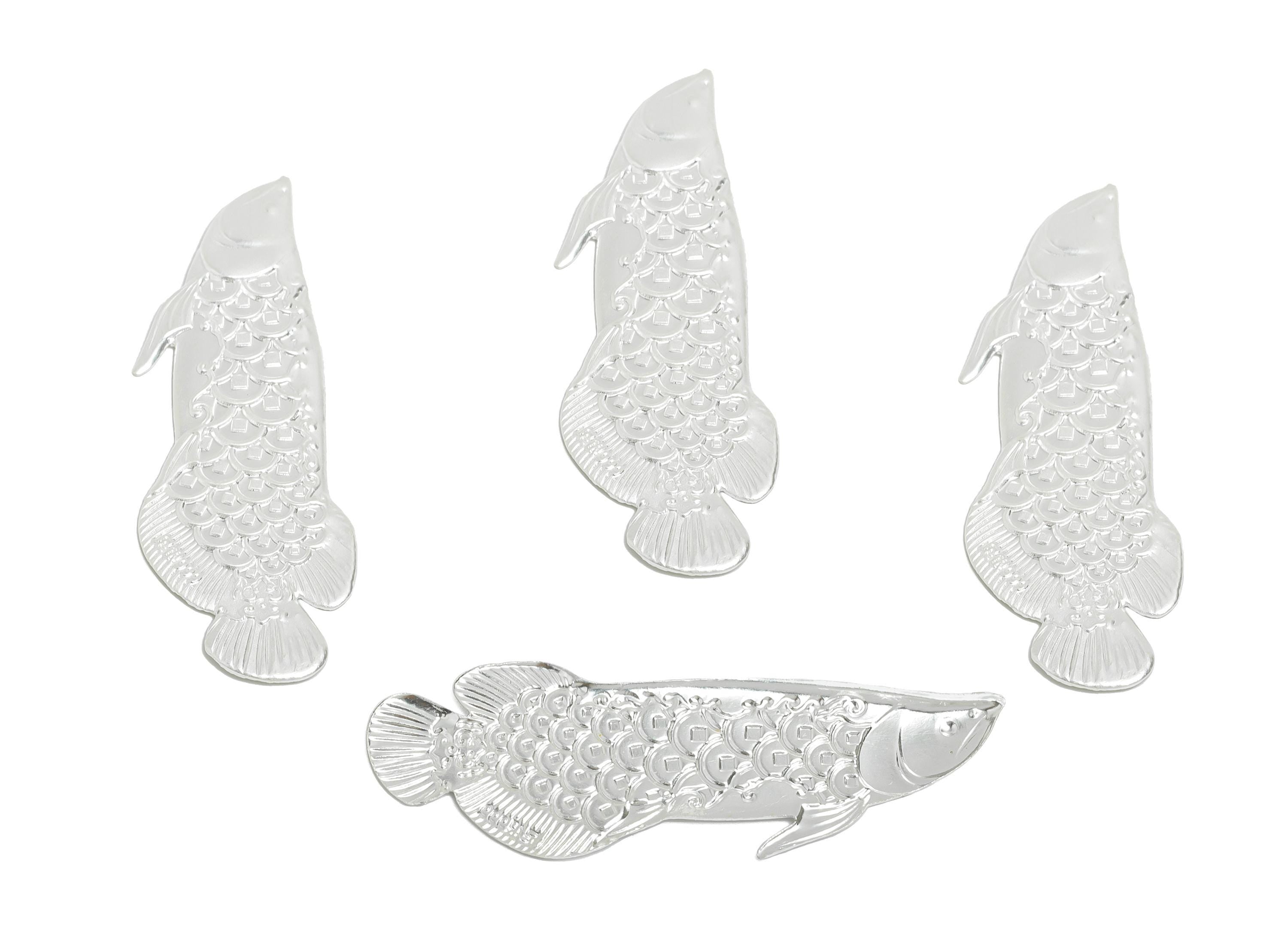 Silver Arowana Relief - Artisan Fish Shape Filigree Jewelry - Pure Silver 999 - Marine Life Relief for Collection - 49.9x17x1mm - SI1112 - DOMEDBAZAAR