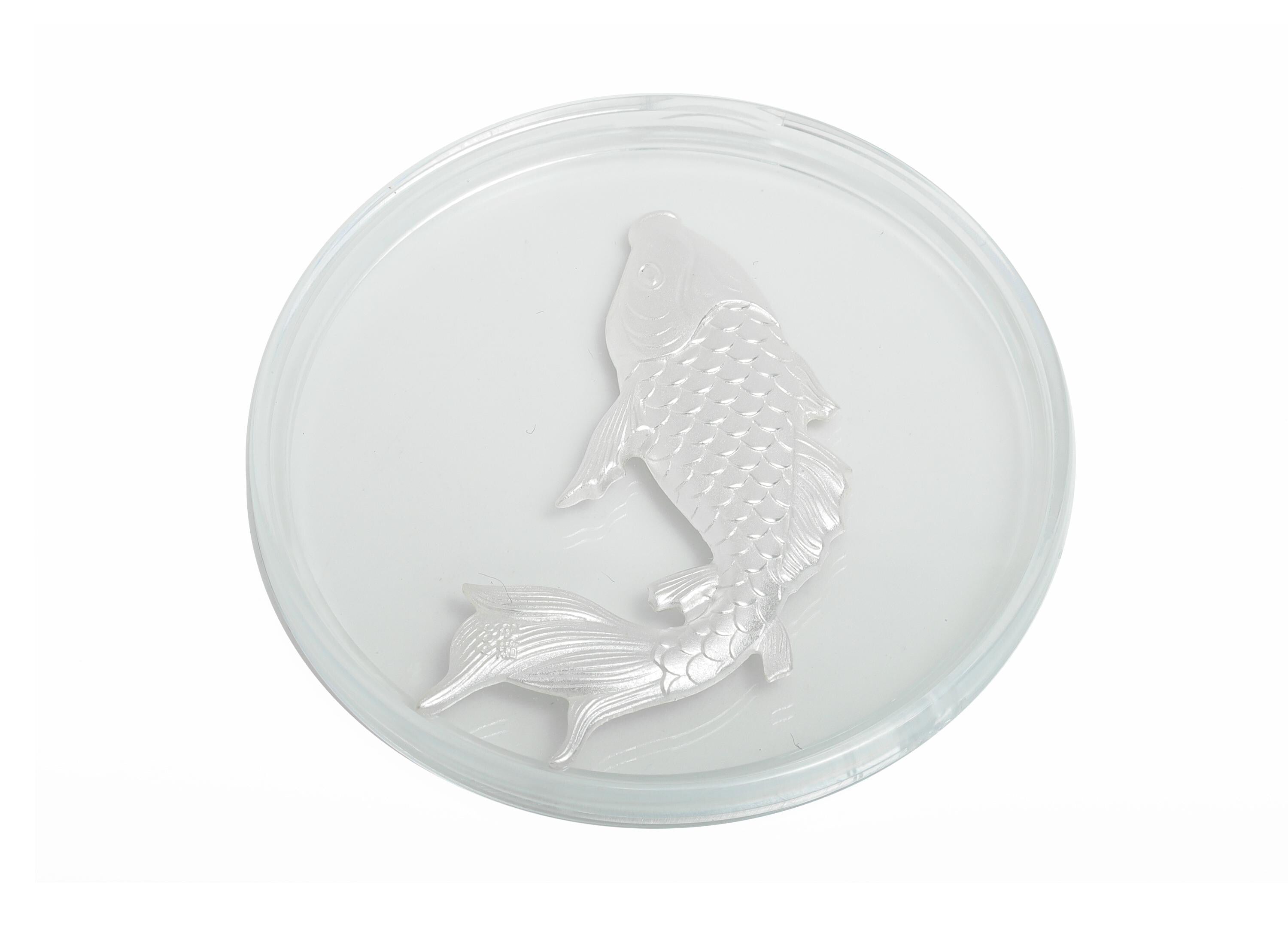 Silver Koi Relief - Artisan Lucky Fish Shape Filigree Jewelry - Pure Silver 999 - Marine Life Relief for Collection - 45x28x2.5mm - SI1113 - DOMEDBAZAAR