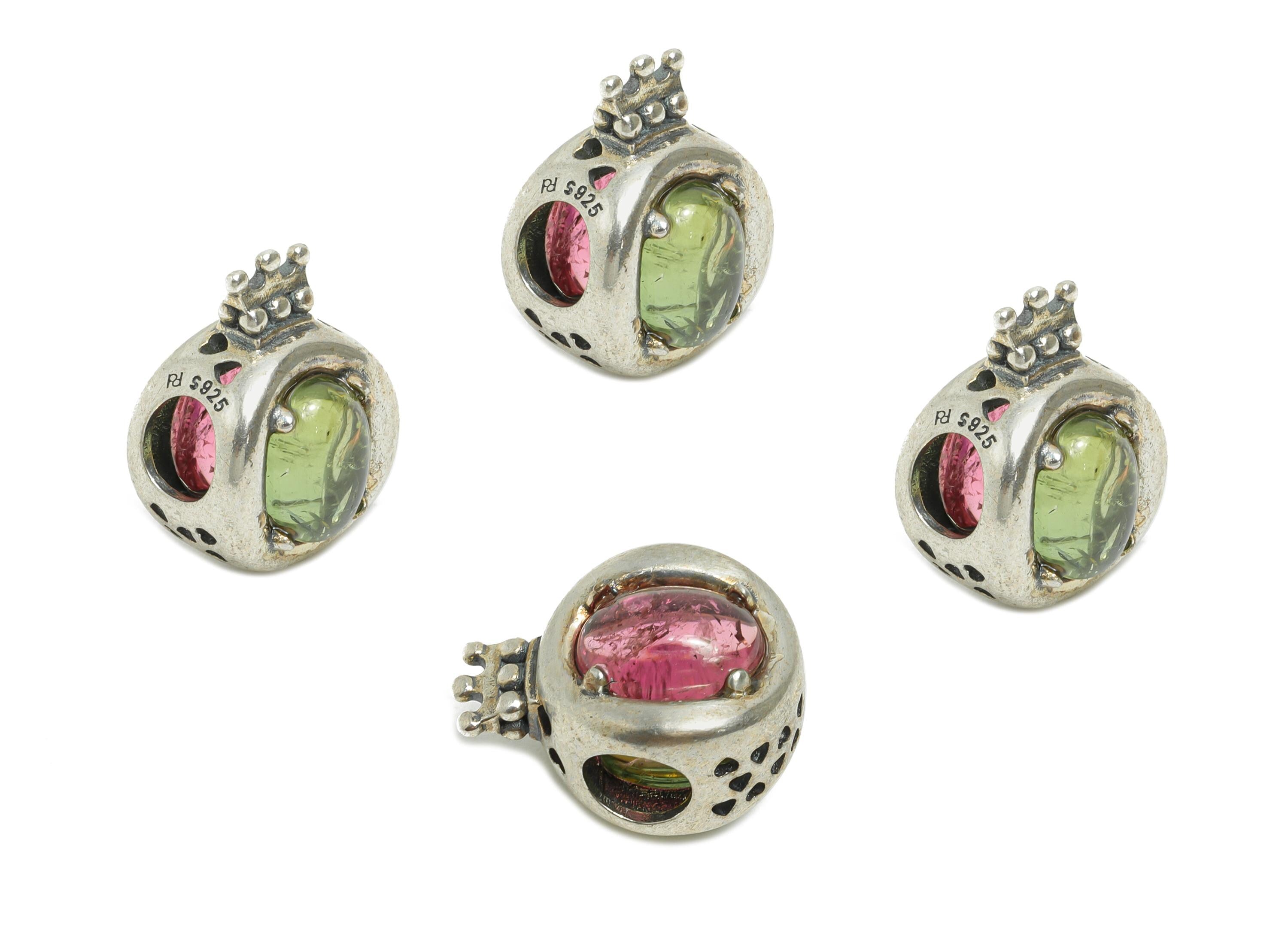 925 Sterling Silver Crown Bead - Tourmaline Vintage Bracelet Jewelry Finding - Jewelry Making Supplies - Pandora Bead - 15x11x10mm - SI1171 - DOMEDBAZAAR