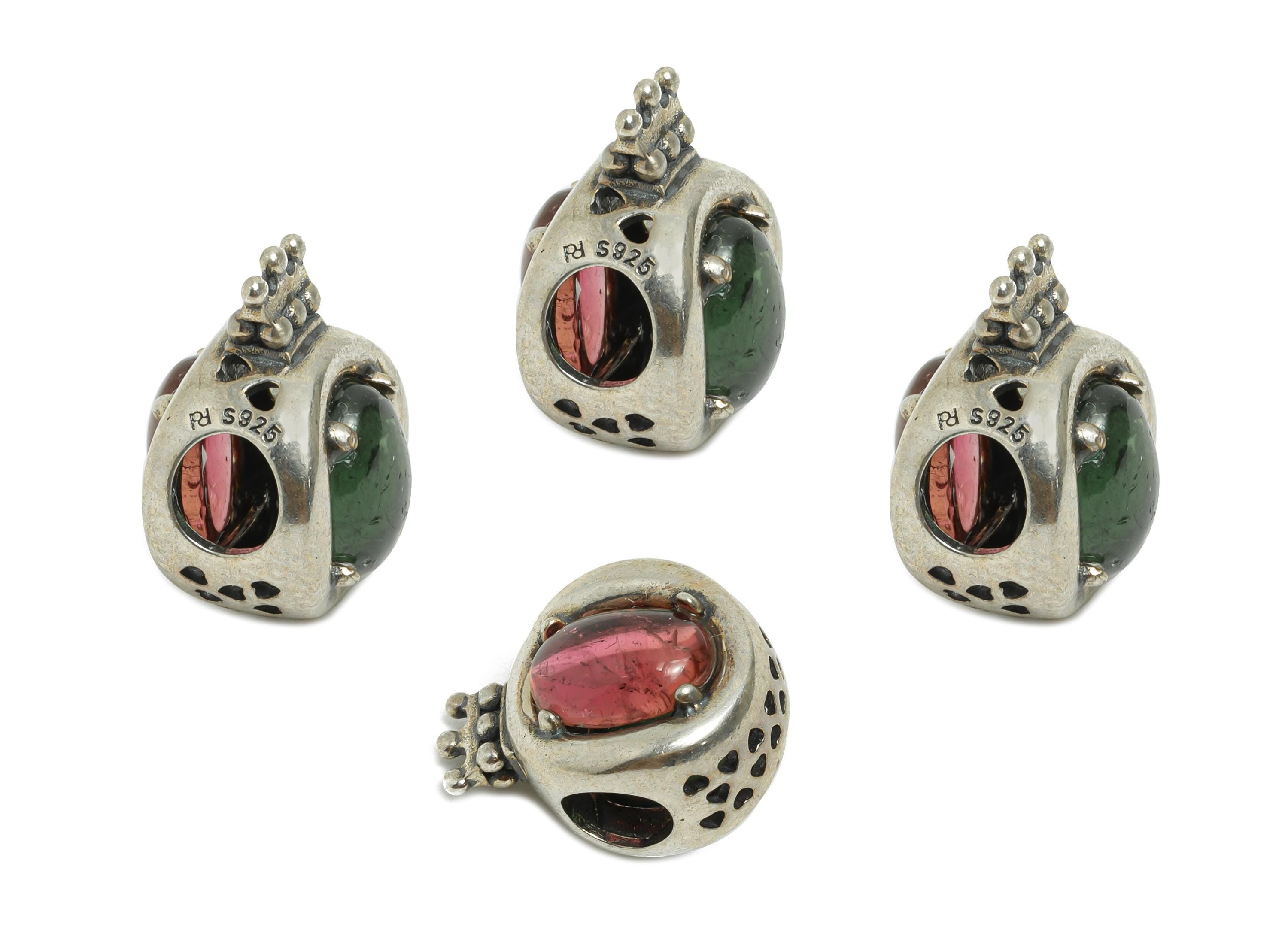 925 Sterling Silver Crown Bead - Tourmaline Vintage Bracelet Jewelry Finding - Jewelry Making Supplies - Pandora Bead - 15x11x10mm - SI1170 - DOMEDBAZAAR