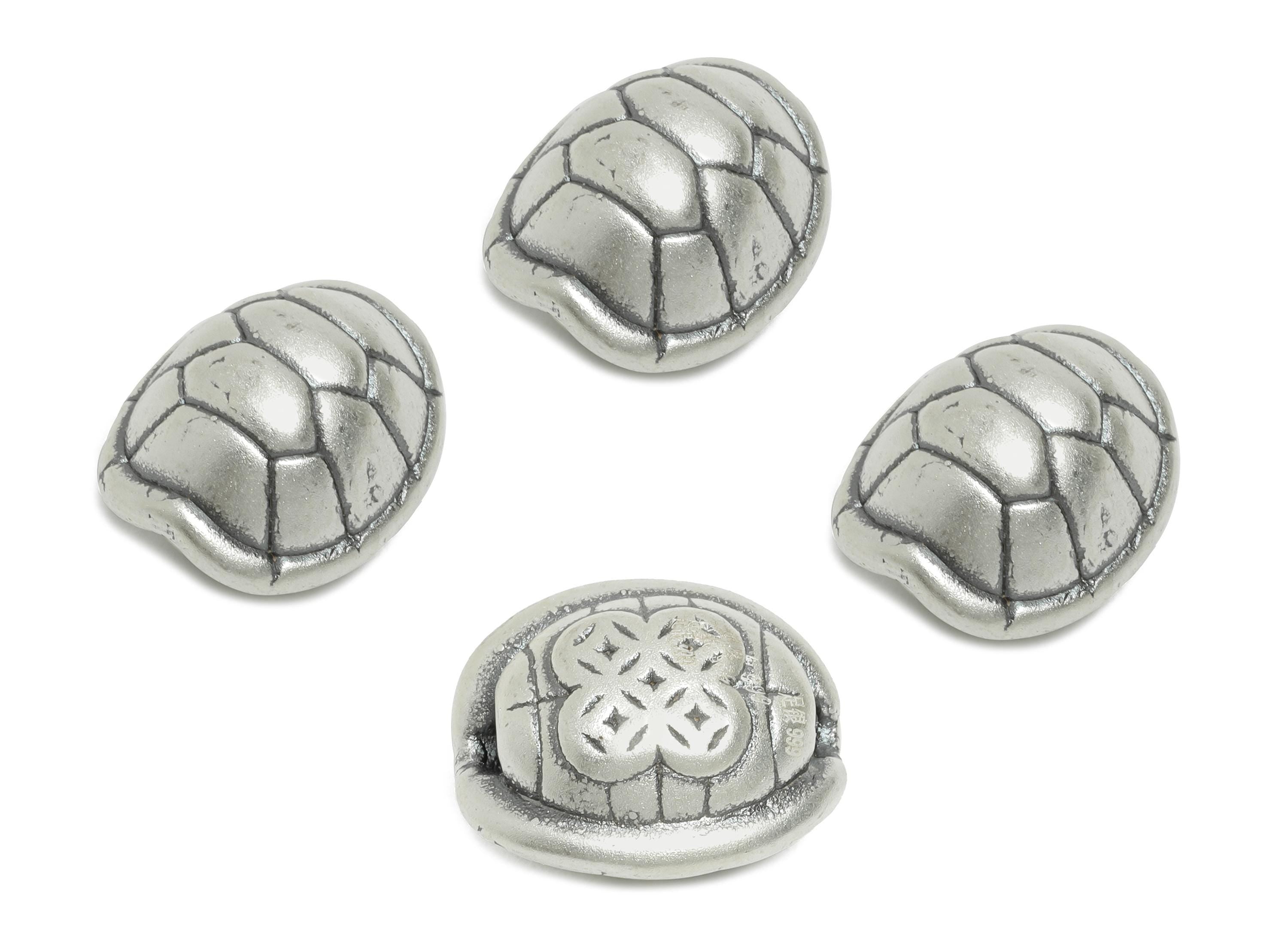 Turtle Shell Bead - Animal Pattern Spacer Bead for Bracelets - DIY Jewelry Finding - Bead For Bracelet - Pure Silver 999 - 15x13x10mm-SI1147 - DOMEDBAZAAR