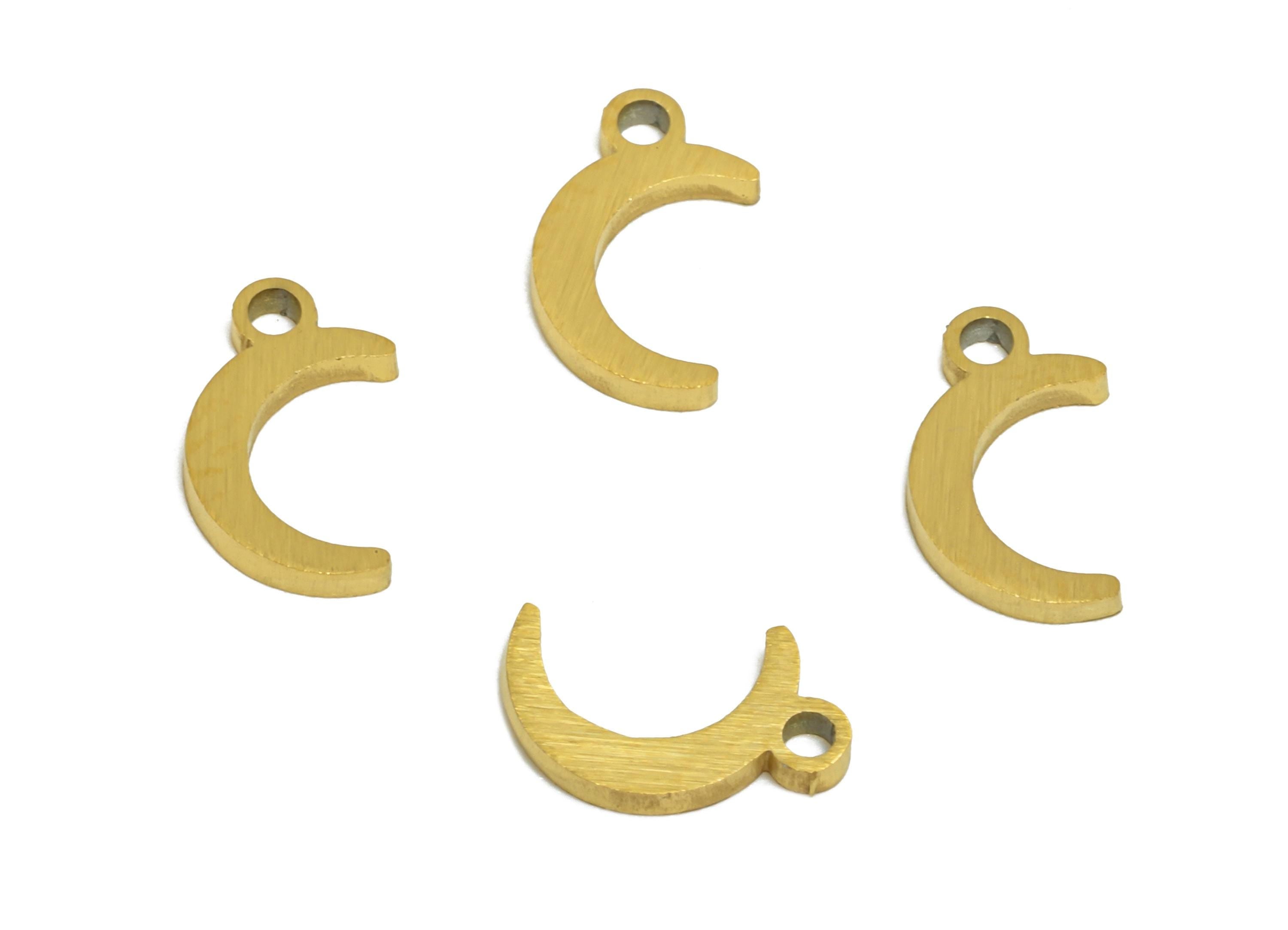 Steel Crescent Charms - Mini Moon Charm for Bracelet - Minimalist Jewelry Making Supplies - Real Vacuum Plating - 7.6x4.4x0.9mm - SS2758 - DOMEDBAZAAR