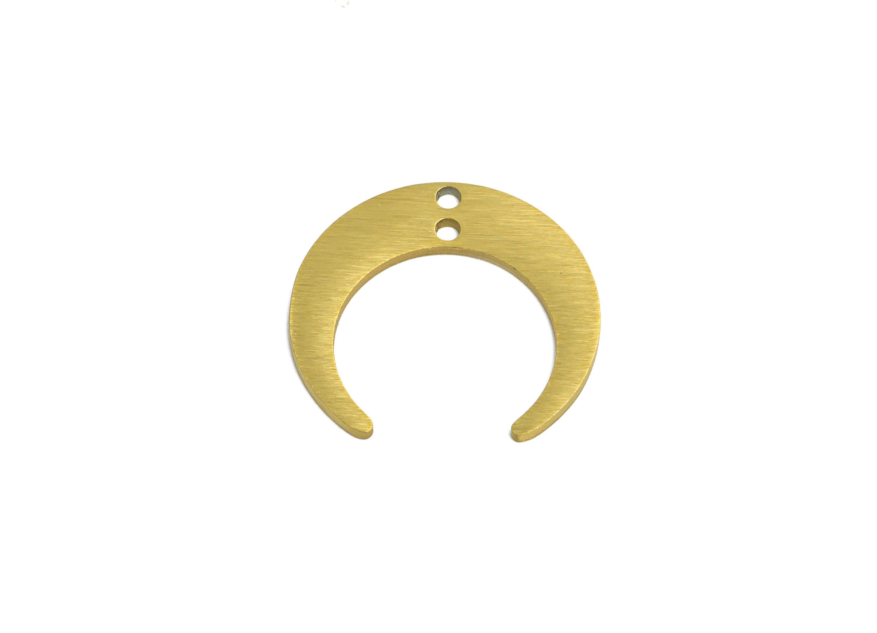 Steel Crescent Connector - Celestial Moon Jewelry Charm With 2 Holes - Gold Jewelry Findings - Real Vacuum Plated - 17.8x16.6x0.9mm - SS2765 - DOMEDBAZAAR