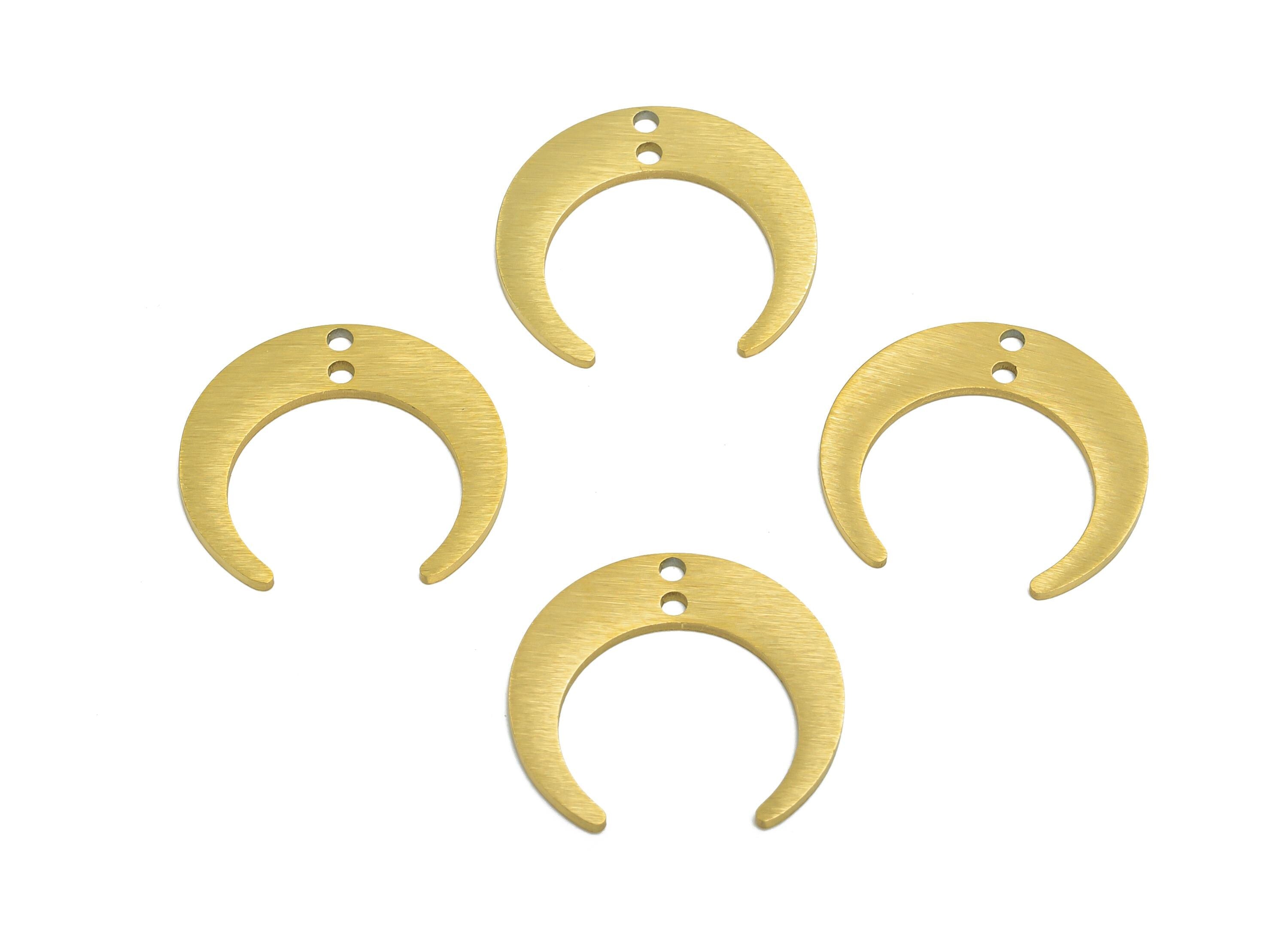 Steel Crescent Connector - Celestial Moon Jewelry Charm With 2 Holes - Gold Jewelry Findings - Real Vacuum Plated - 17.8x16.6x0.9mm - SS2765 - DOMEDBAZAAR