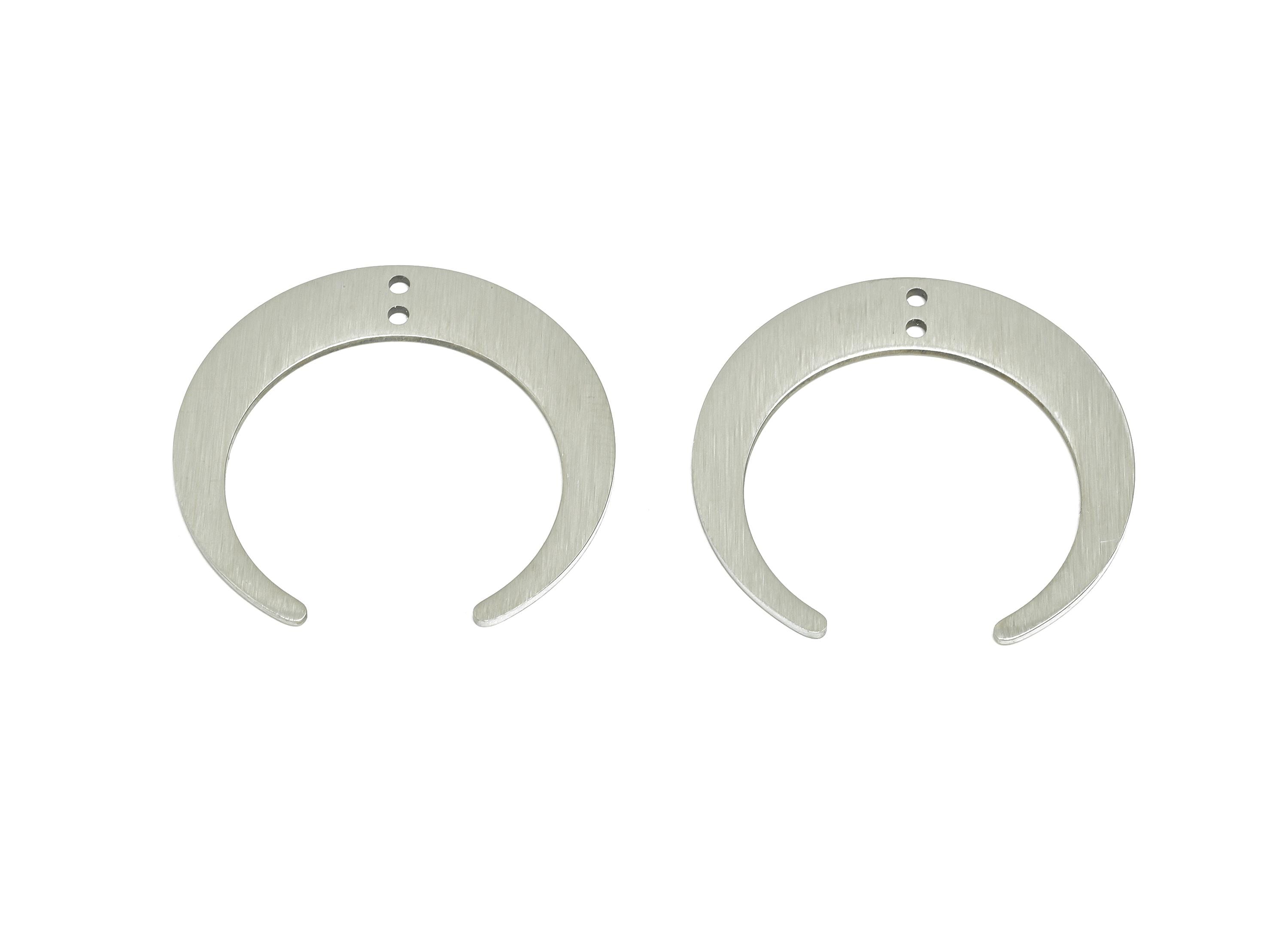 Steel Crescent Connector - Steel Open Lunar Pendant - Celestial Jewelry Supply - Double Hole Crescent Connector - 27.33x26.9x0.85mm - SS2768 - DOMEDBAZAAR