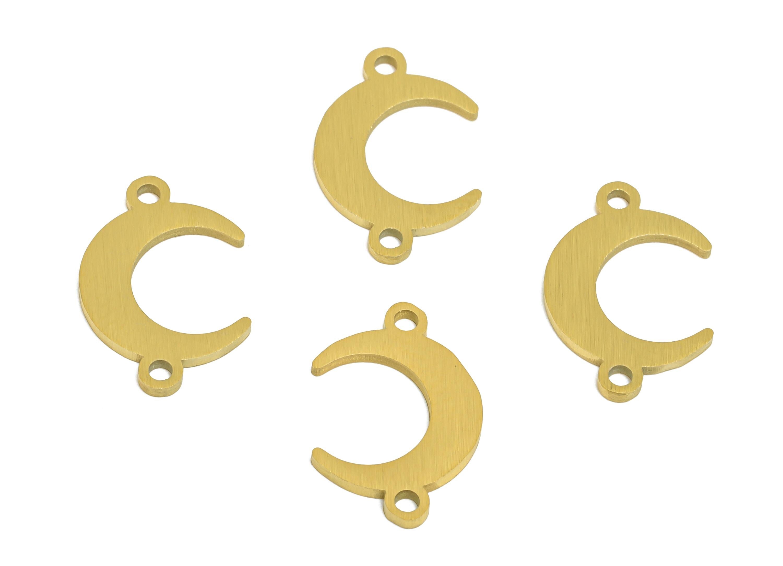Stainless Steel Crescent Connector - Moon Jewelry Charm for Bracelet - Steel Moon Necklace Charm - Real Vacuum Plated - 13.7x9x0.9mm -SS2769 - DOMEDBAZAAR