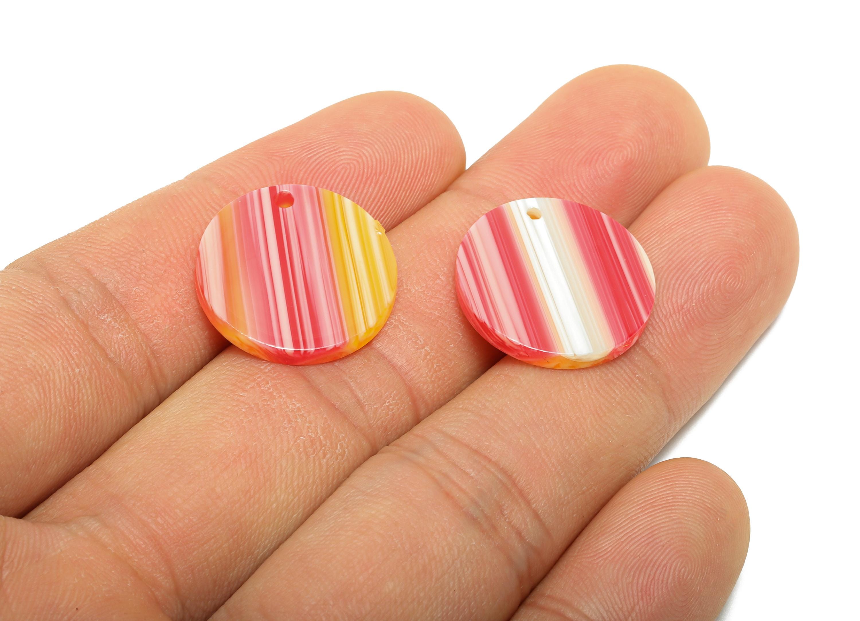 19mm Acetic Earring Charm - Striped Pendant - Rainbow Jewelry Component - DIY Jewelry Making - Summer Color Palette - 19x19x2mm-AC2697-A1075 - DOMEDBAZAAR