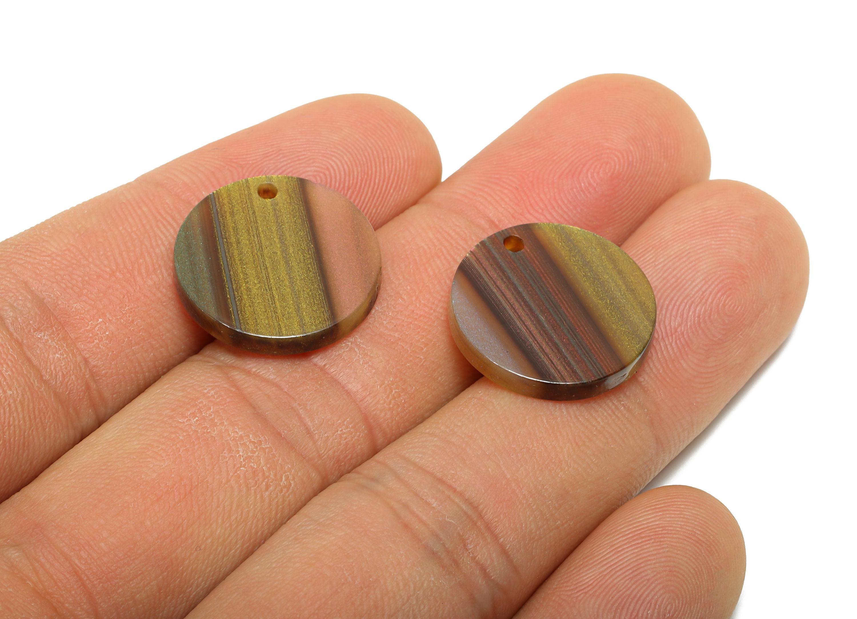 19mm Acetic Earring Charm - Striped Pendant - Rainbow Jewelry Component - DIY Jewelry Making - Summer Color Palette - 19x19x2mm-AC2697-A1080 - DOMEDBAZAAR