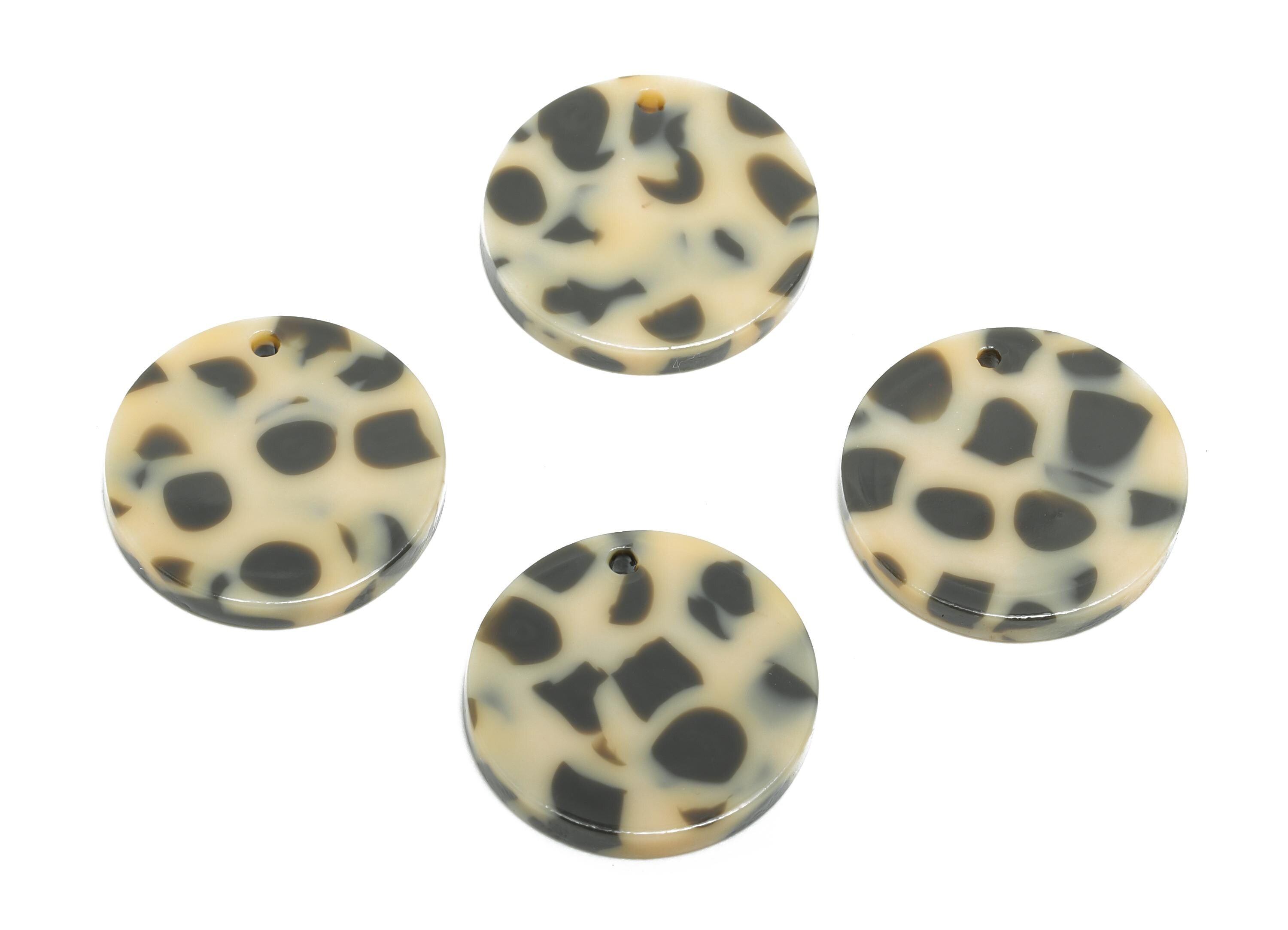 19mm Acetic Tortoiseshell Earring Charm - Round Flat Jewelry Component - Modern Boho Pendant - DIY Jewelry Making - 19x19x2mm - AC2697-A1081 - DOMEDBAZAAR