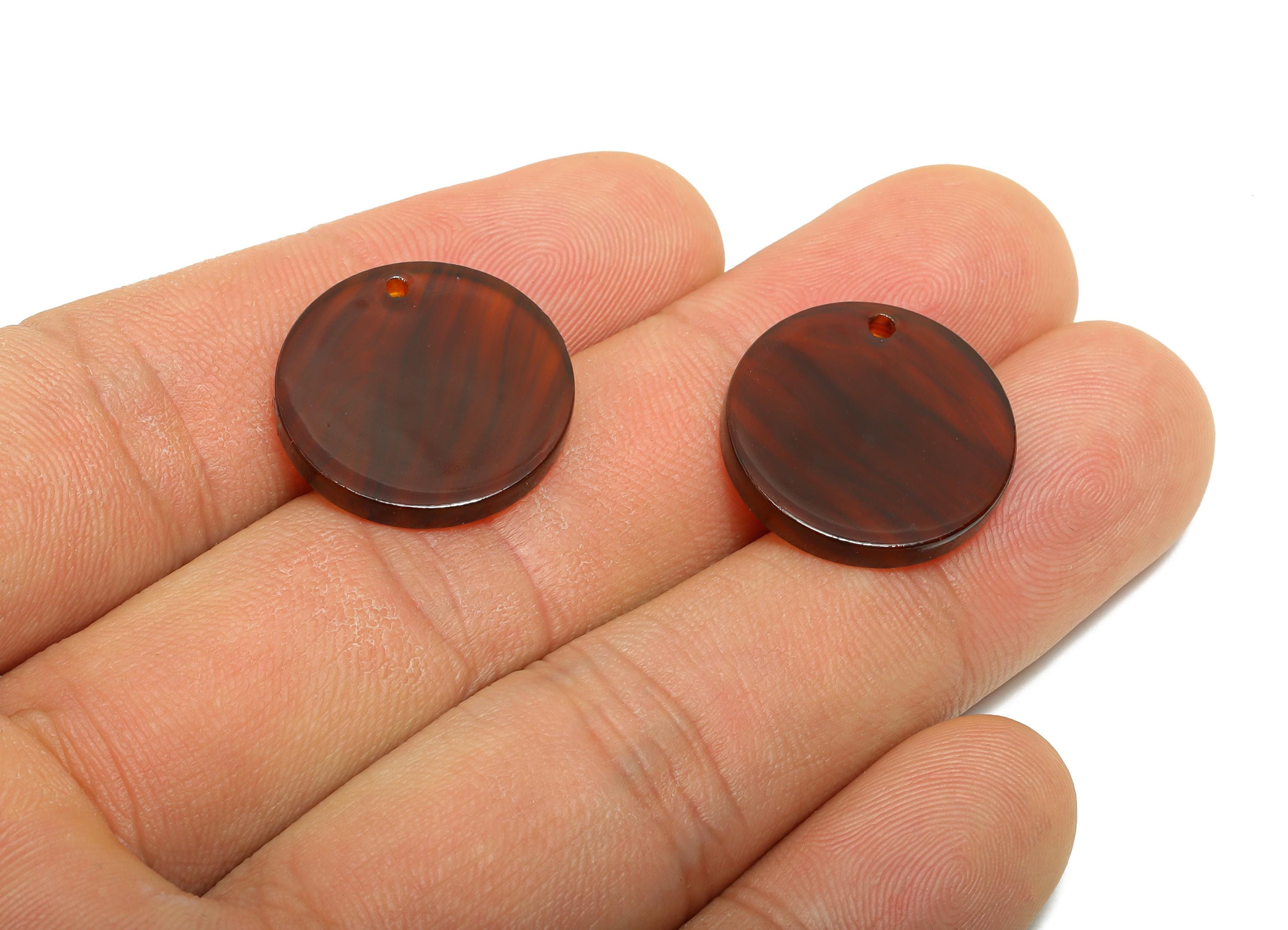 19mm Acetic Round Earring Charm - Brown Marbled Flat Pendant - Handmade Craft Supply - DIY Jewelry Making - 19x19x2.46mm - AC2697-A1085 - DOMEDBAZAAR