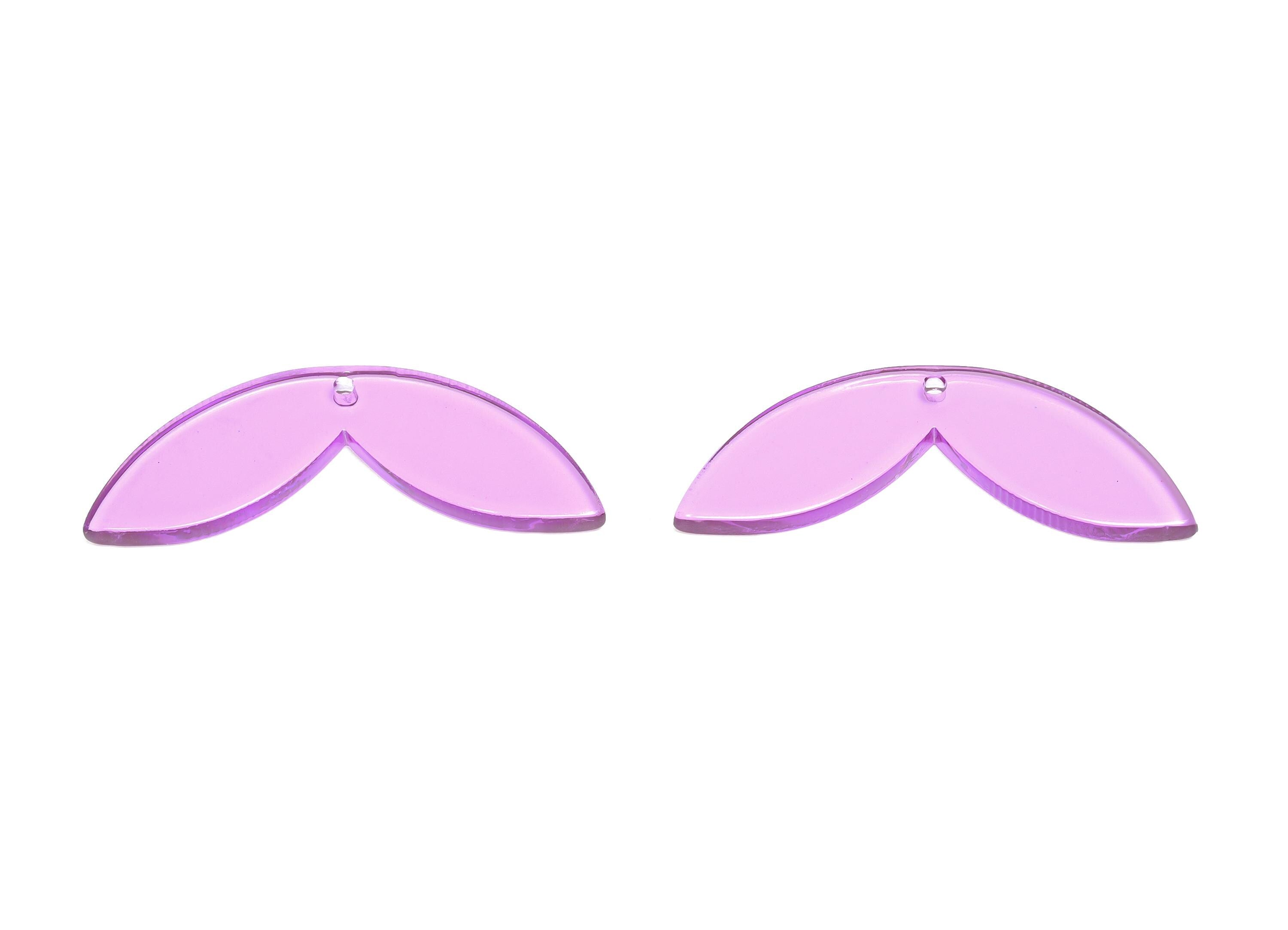 Acrylic Leaf Earring Charm - Transparent Lightweight Purple Pendant - Fashion Jewelry Supply - DIY Jewelry Part - 45x15x2.55mm - AC2701-A72 - DOMEDBAZAAR