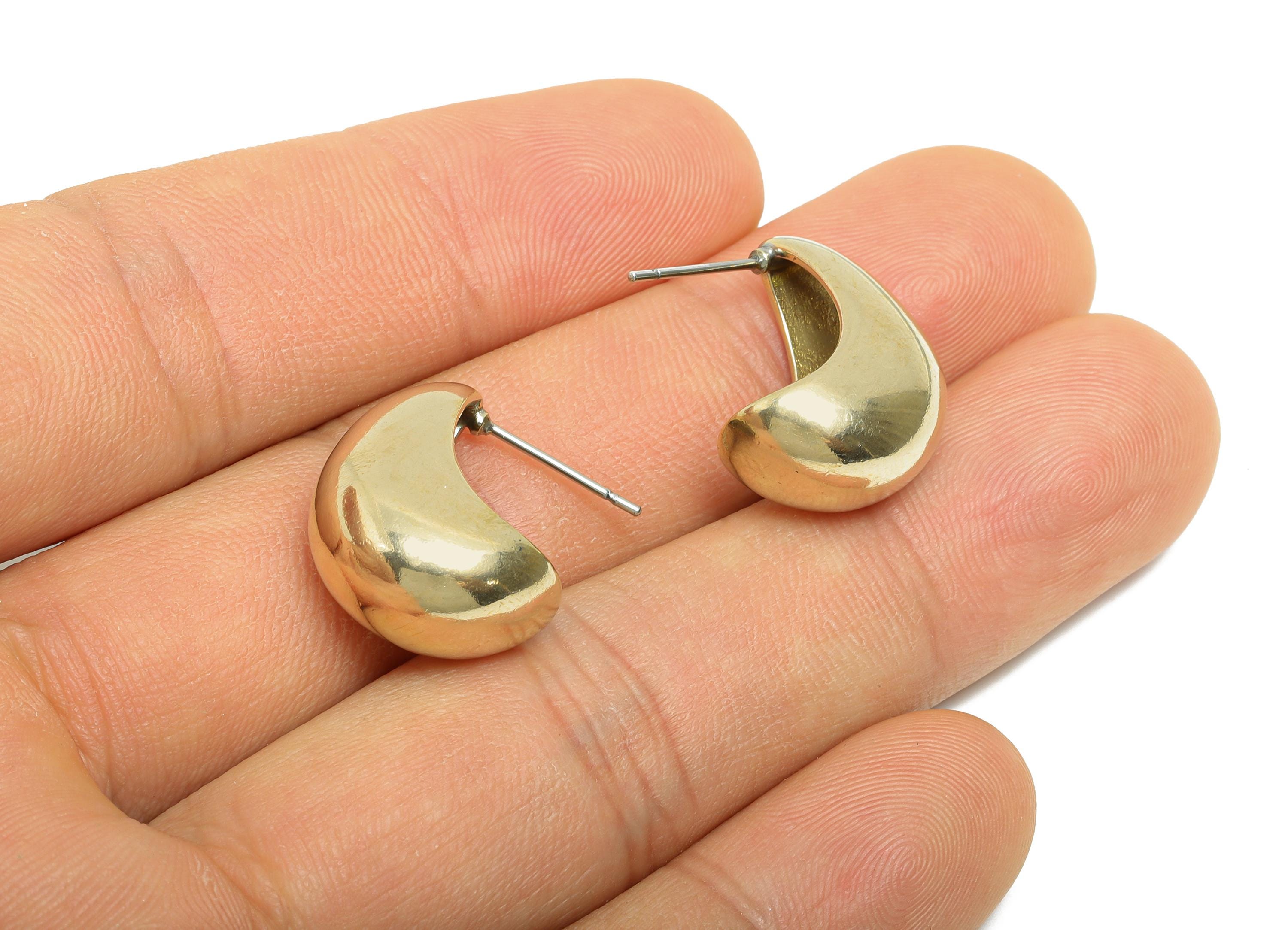 Brass Drop Earring Stud - Raw Brass Chunky Hoop Earrings - Brass Minimalist Drop Earring Stud - Crafting Jewelry - 19.29x16.6x10mm - PP11501 - DOMEDBAZAAR