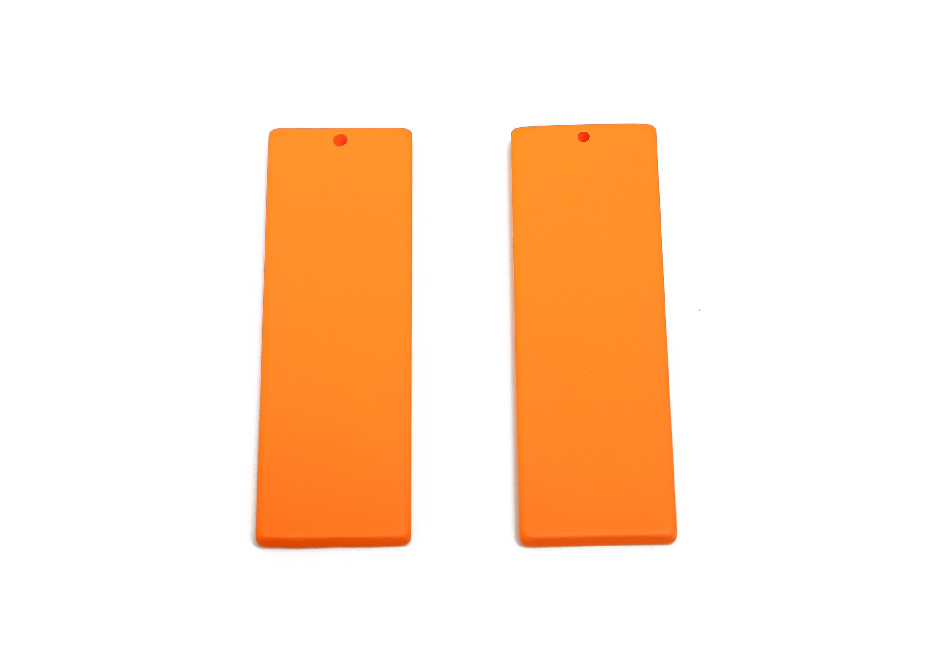Acrylic Rectangle Earring Charm - Matte Orange Geometric Bar Pendant - Jewelry Supplies - Color Code: A1056 - 61x19.7x2.7mm - AC3665-A1056 - DOMEDBAZAAR